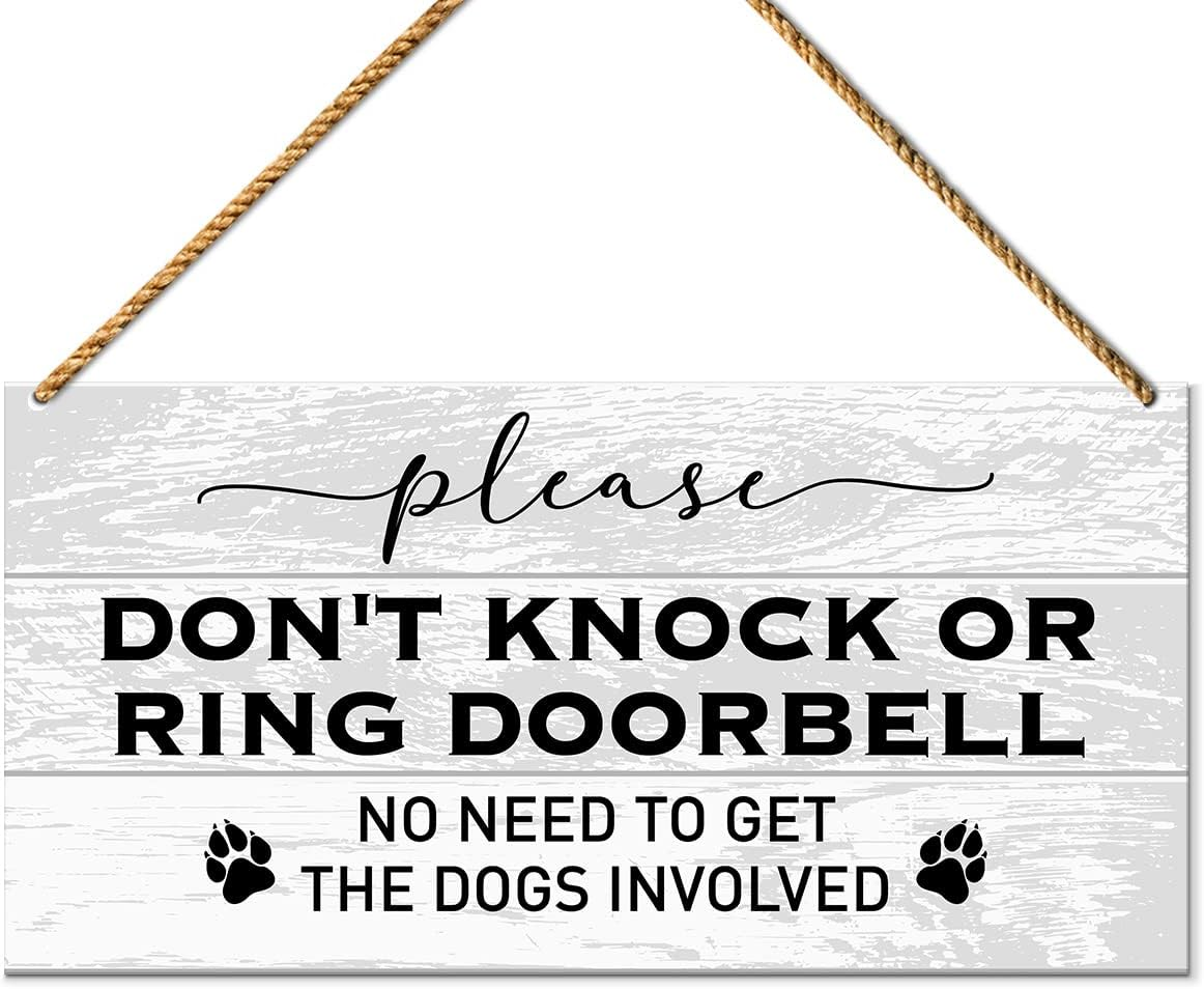 Dog Warning Sign, Please Do Not Knock Protective Dogs, Beware of Dog Sign for Home Front Door Decor, No Soliciting Dog Warning Sign for Gate Fence Yard Home Decoration, Dog Dad Mom Lover Owner Gifts
