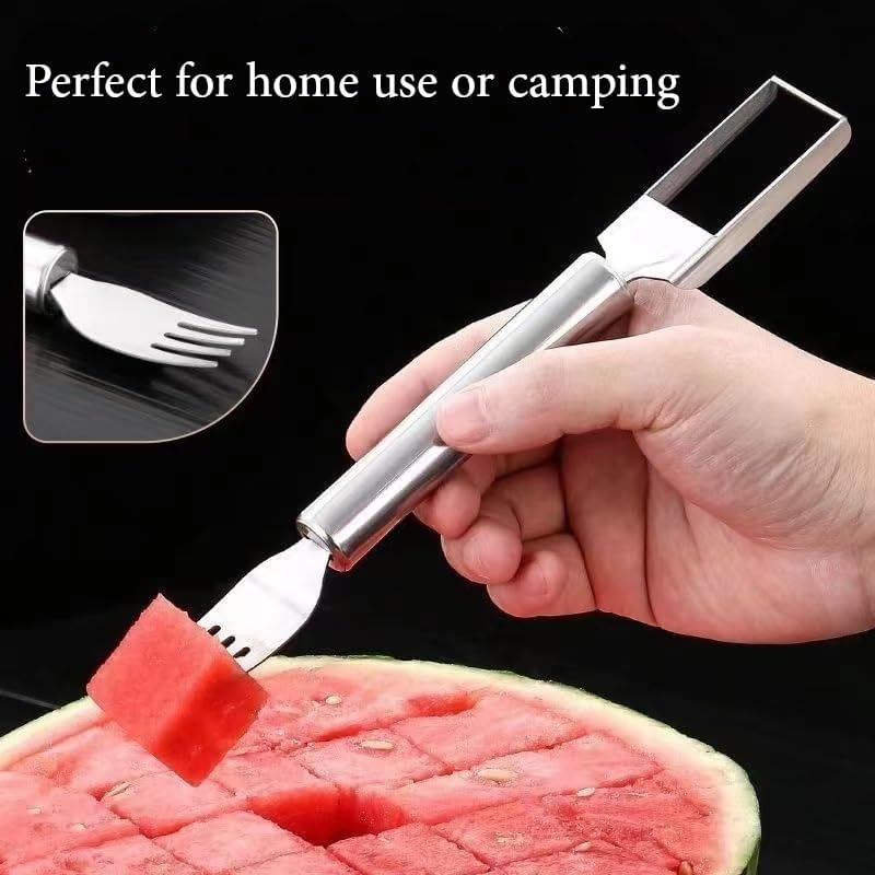 2-In-1 Watermelon Fork Slicer Cutter, Stainless Steel, Portable Cutter Slicer Tool,Dual Head Fruit Forks for Home Party Camping Kitchen Gadget(1 PCS) image number 3
