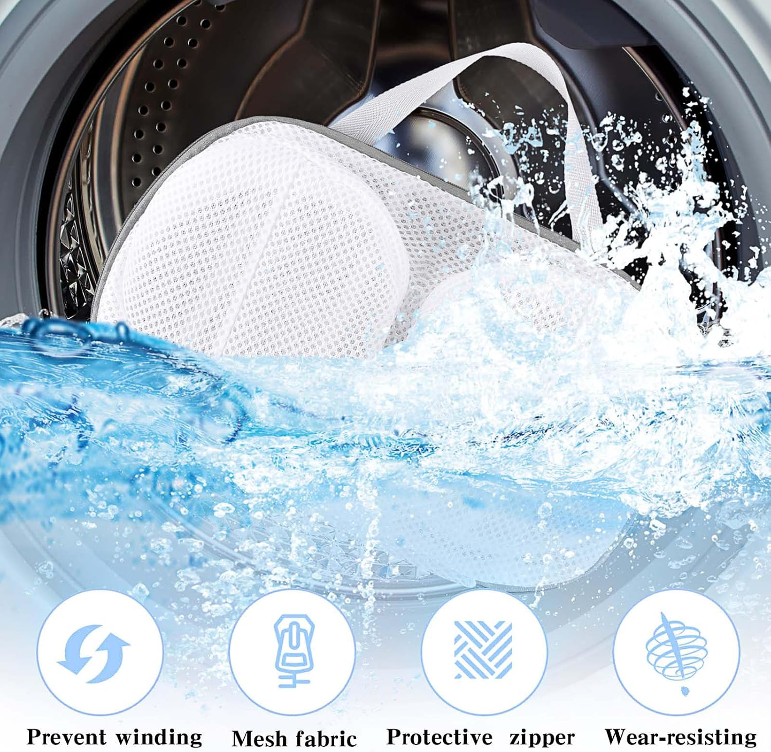 2 Pcs Bra Washing Bags for Laundry, Bra Bags for Washing Machine Lingerie Wash Dryer Bag Non-Deform 3D Protective Bracket Case with Handle Zipper for Women Laundry Storage Washing Delicates image number 3