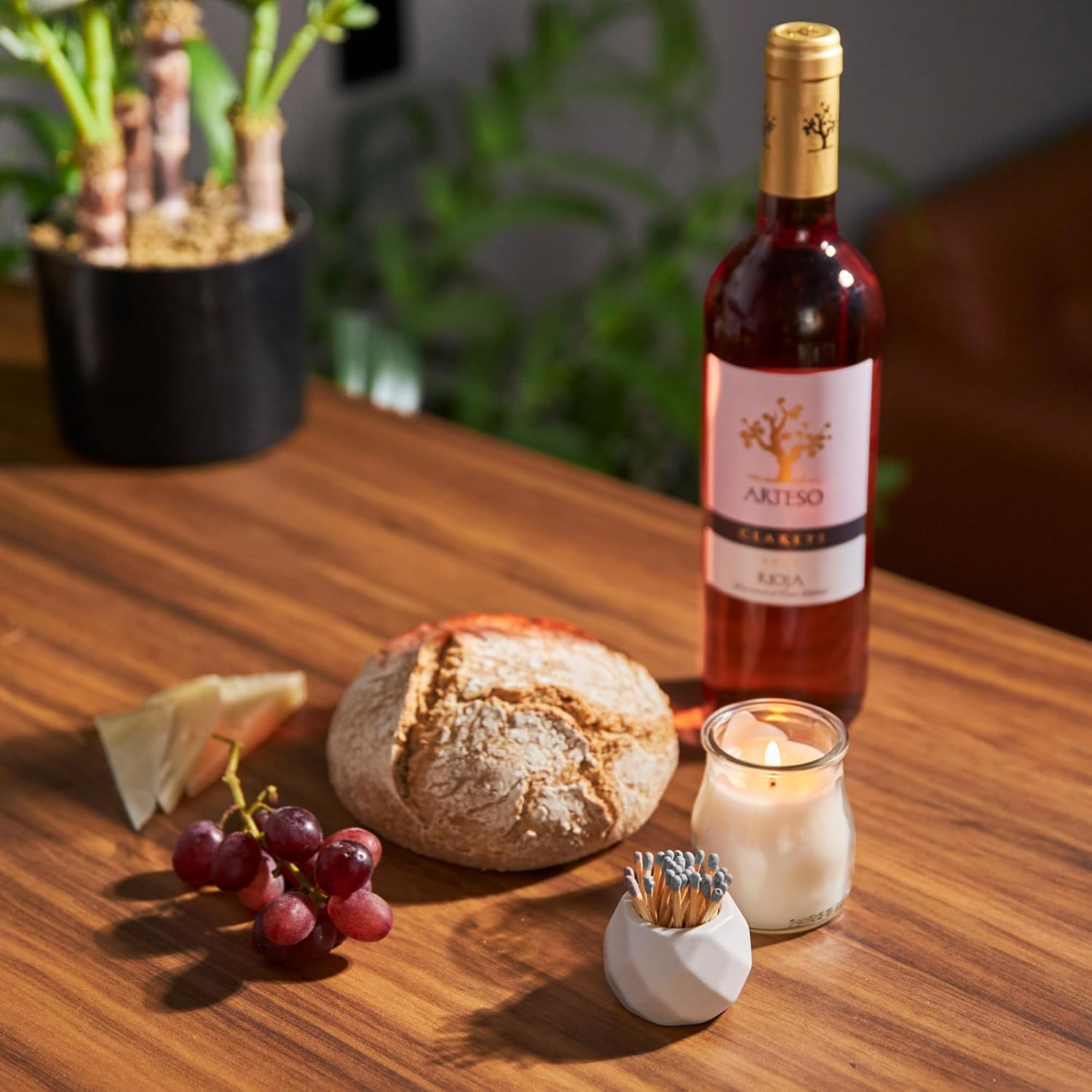 Classic White Ceramic Match Holder with Striker Pads - Decorative Matches in a Jar - Bathroom Matches Holder