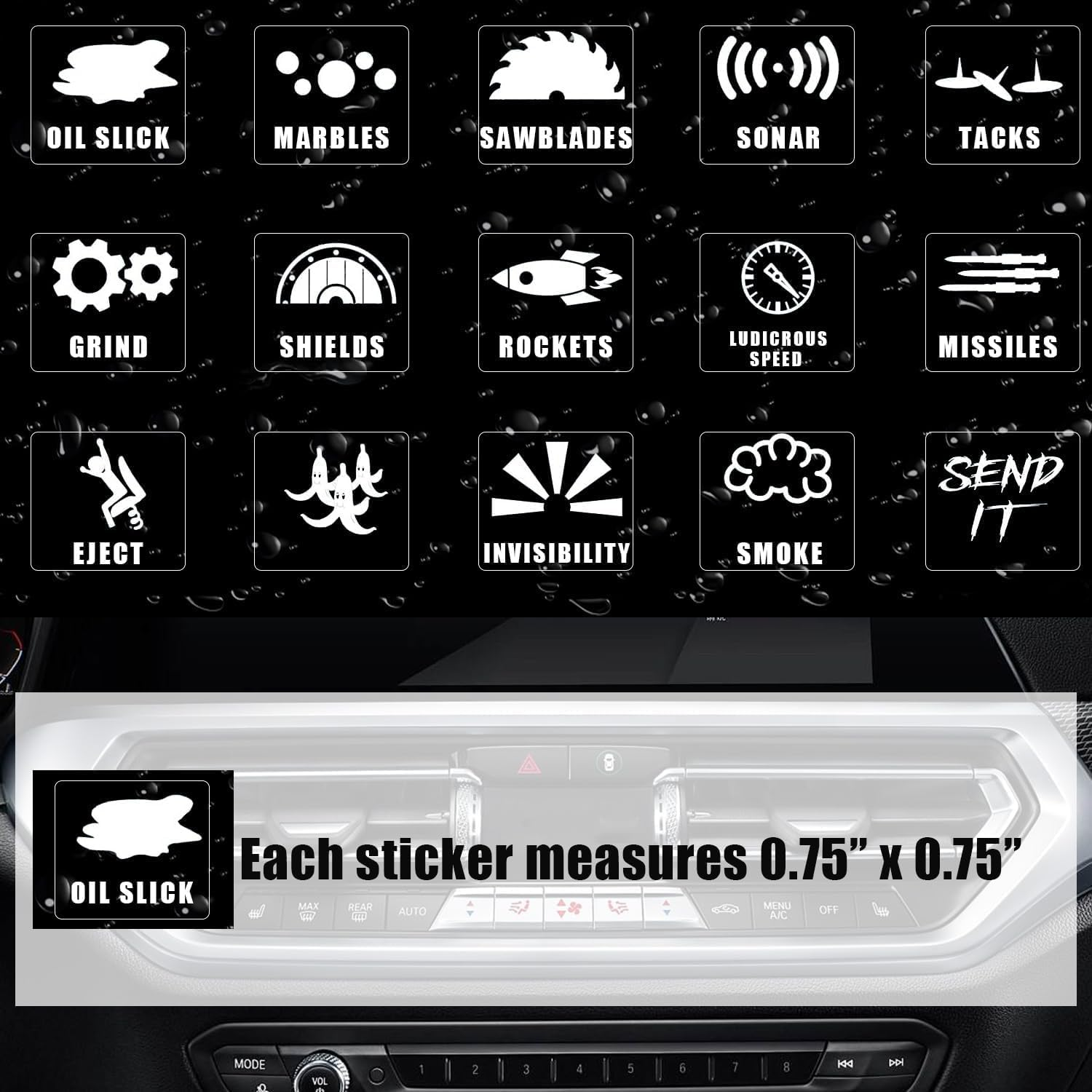 Novelty Stickers Car or Truck Unused Button, Car Decal Switch Label Sticker, Control Button Sticker, Car Interior Sticker and Sticker, Interior Dashboard Joystick Console Switch Decal image number 3