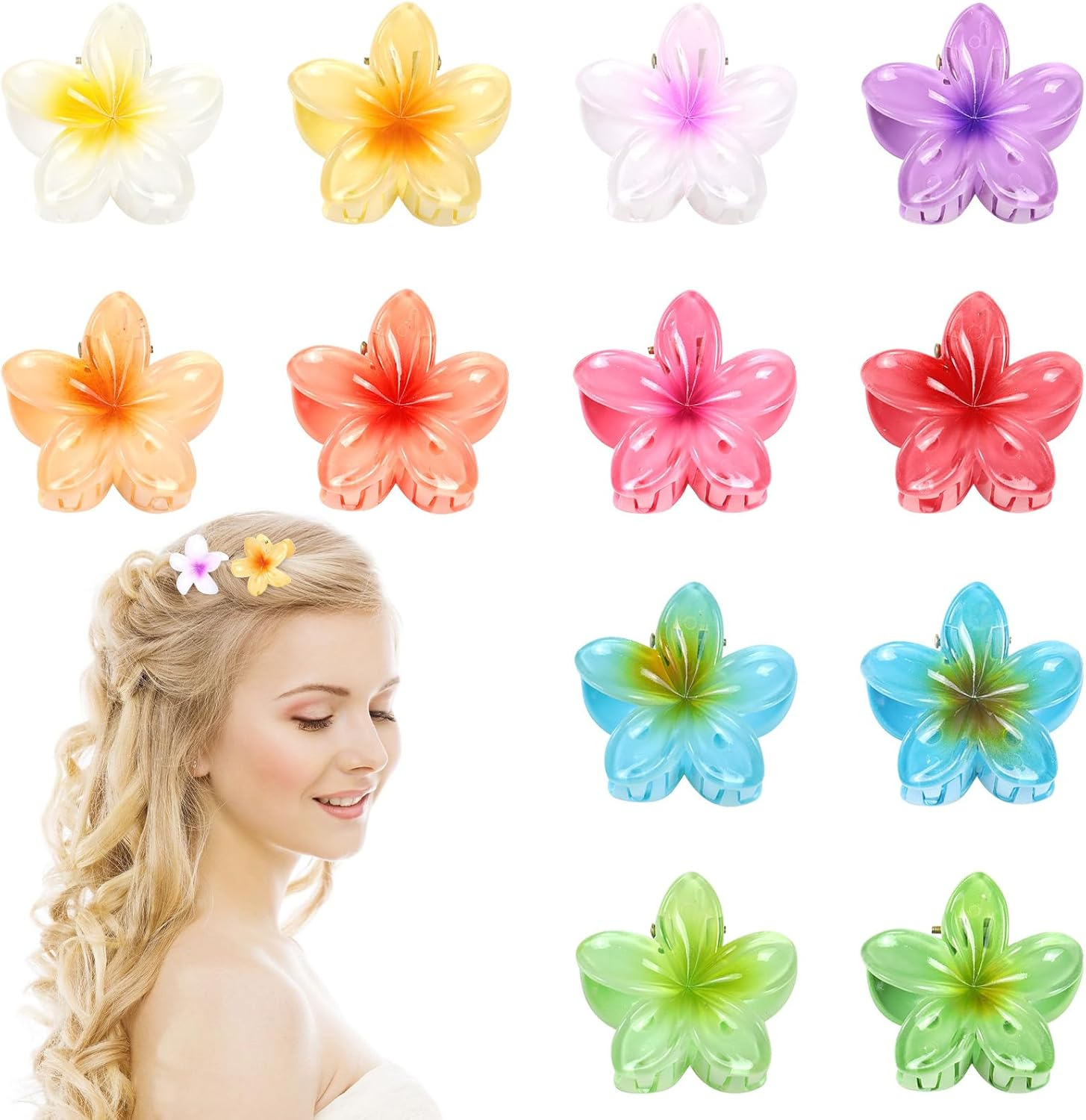 Blooms Pack of 12 Small Flower Hair Clips image number 2