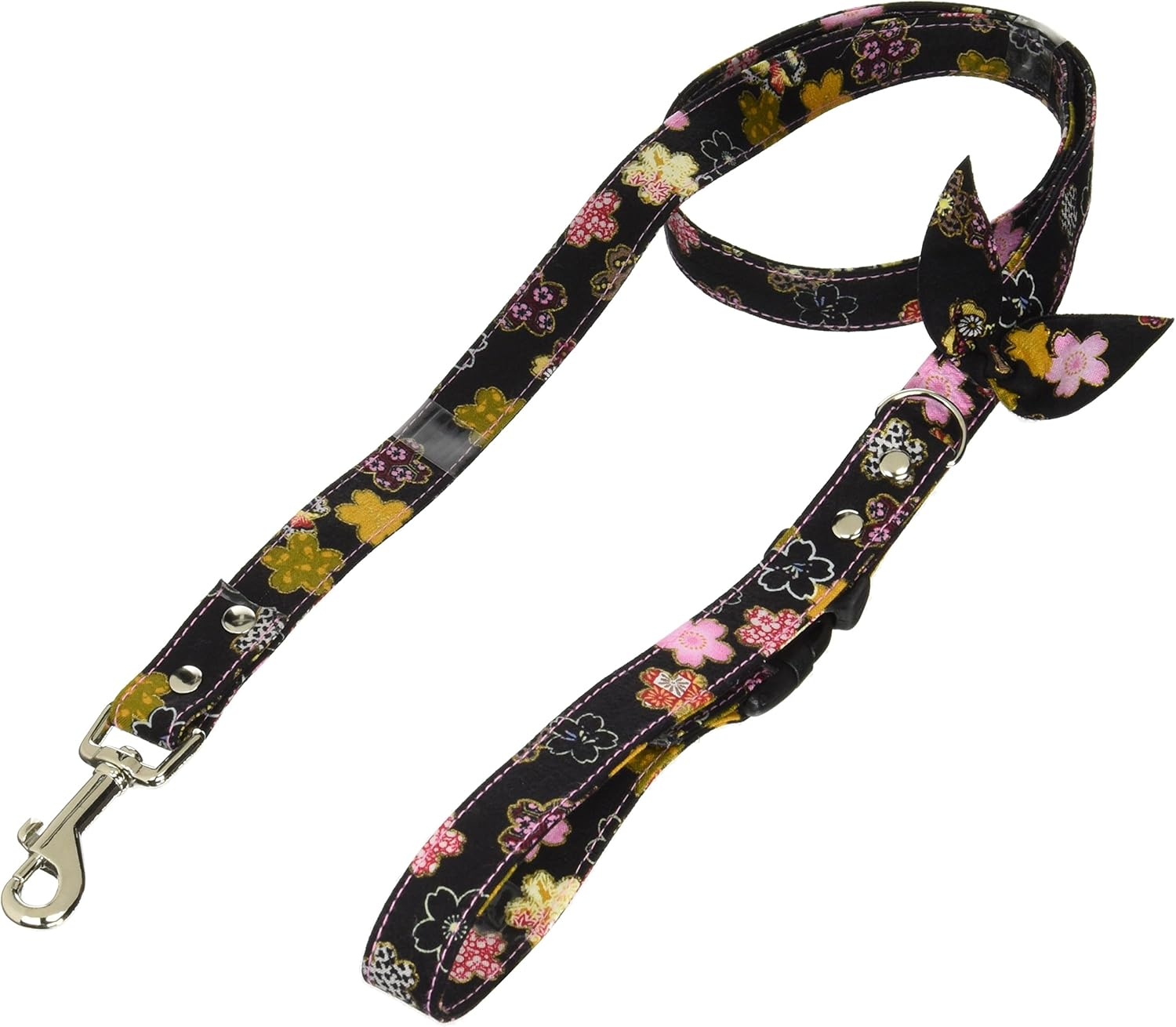 Dog Amo.K 920031-3 Leash, Japanese Floral Ribbon, Large, Black