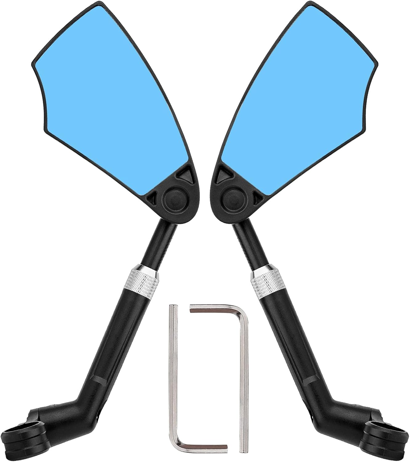 Retractable Bike Handlebar Rear View Mirrors 2 Pack - 360 &deg; Adjustable Flat Rotation Anti-Glare Glass Lens Bicycle Rearview Mirror, for the Bicycle Ebike Scooter 21-24Mm Handlebar image number 1