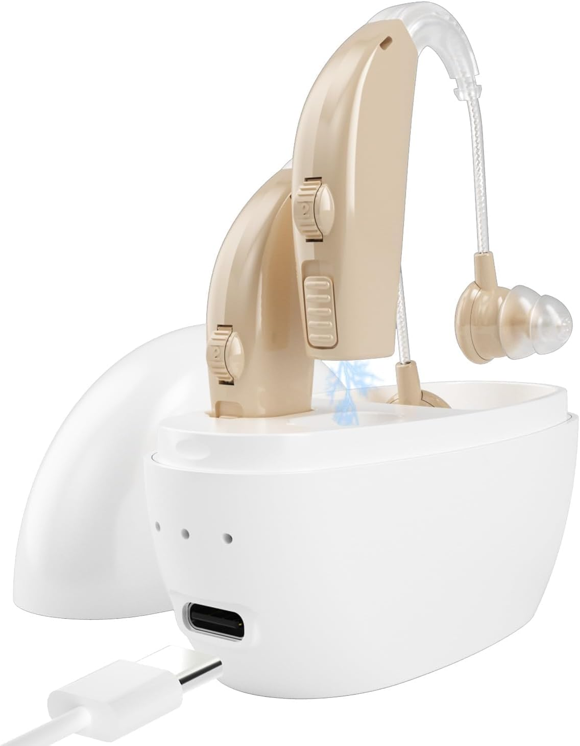 Hearing Aids for Seniors with Hearing Loss, Rechargeable Hearing Amplifiers with Noise Cancelling and Volume Control for Adults Women Men, Behind-The-Ear Hearing Aid