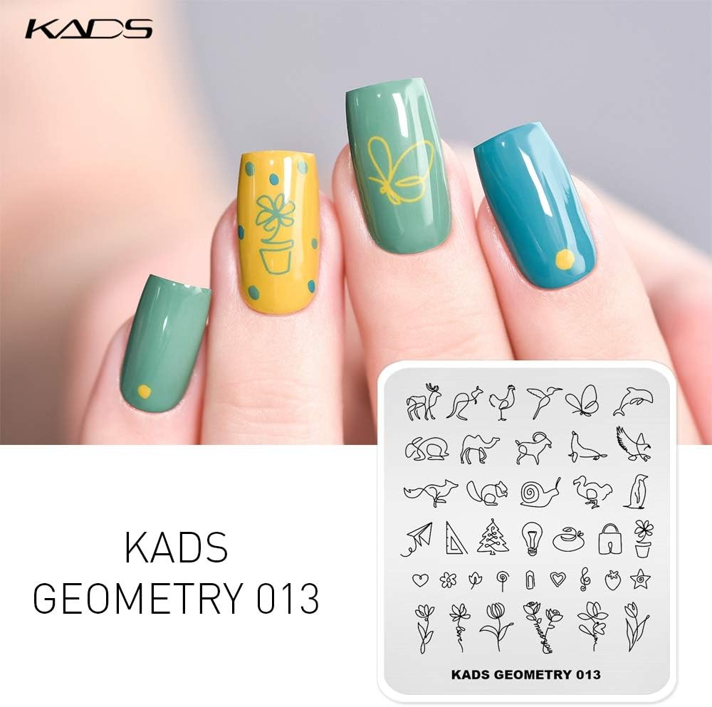 KADS 5Pcs Nail Stamp Plates Set Nails Art Stamping Plate Unique Irregular Geometry Pattern Nail Plate Template Image Plate image number 3