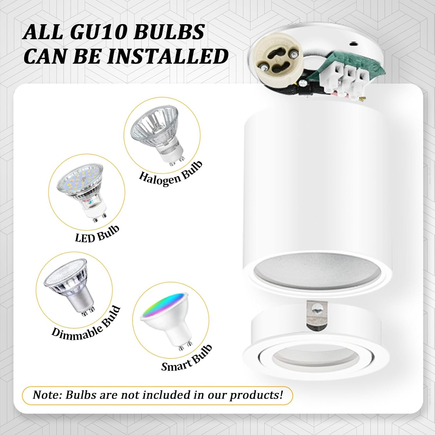 Geyoulux 4 X Adjustable Surface Mounted Spotlight, GU10 230V Ceiling Spotlights &Oslash;80 X 84 Mm, Ceiling Light LED GU10 Socket, Downlight Lamp Lighting for GU10 and LED Modules, White Round image number 4