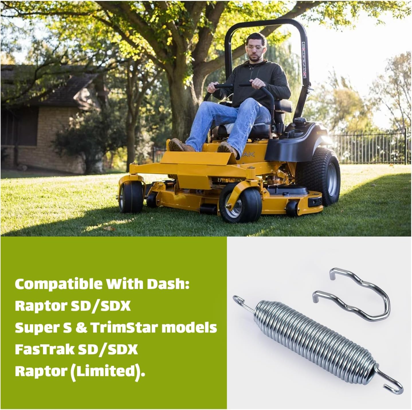 Showingo Deck Idler Tension Spring 607616 & 604110 Deck Idler Spring Tensioner Anchor Replacement for Hustler Raptor SD Sdx/Fastrak SD Sdx/Dash Super S Replaces 122388, 604291 (2PC) image number 4