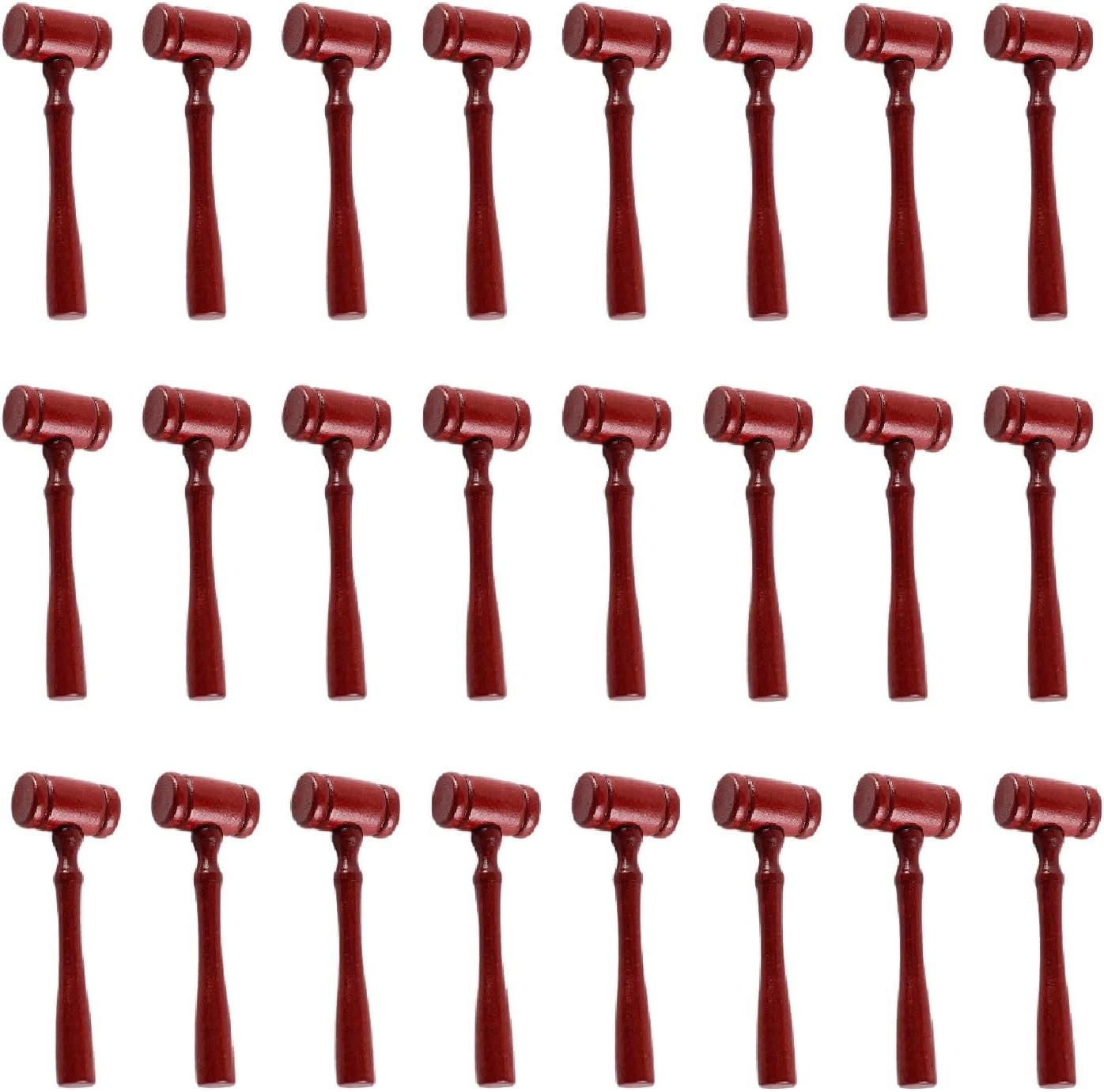 24 Pieces Judge Gavel Prop Mini Wooden Hammers Mallets Justice Costume Accessories for Auction Sale Courtroom Party Favors (Dark Red) image number 4