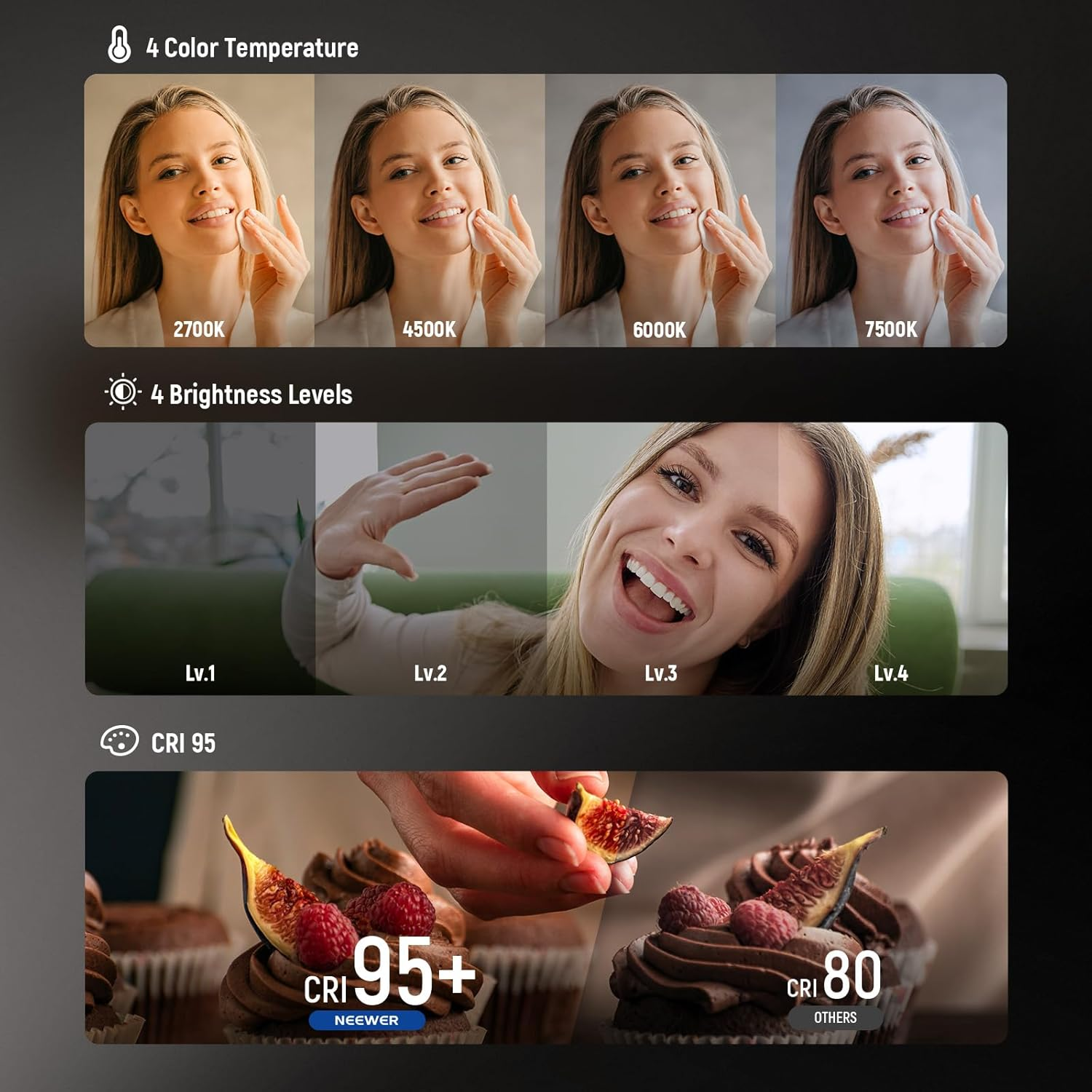 NEEWER Entry Level Version Magnetic Selfie Light Compatible with Magsafe Iphone, 1W Clip on Metal LED Phone Fill Ring Lighting for Laptop Video Conference Makeup Recording, CRI95+ 840Lux/0.2M, NL32R image number 5