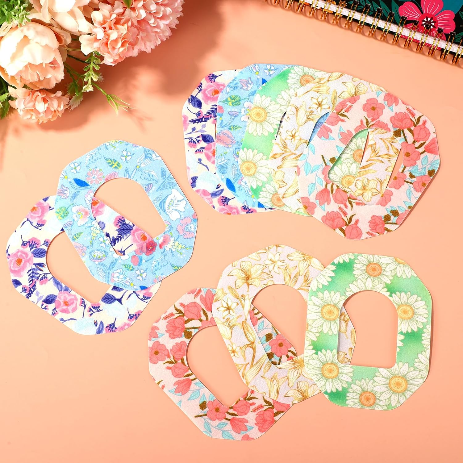 25Pcs Adhesive Patches for Omnipod 5, Colorful Flower Styles Waterproof CGM Sensor Covers Breathable Sensor Sticker Compatible with Omnipod 5 image number 6