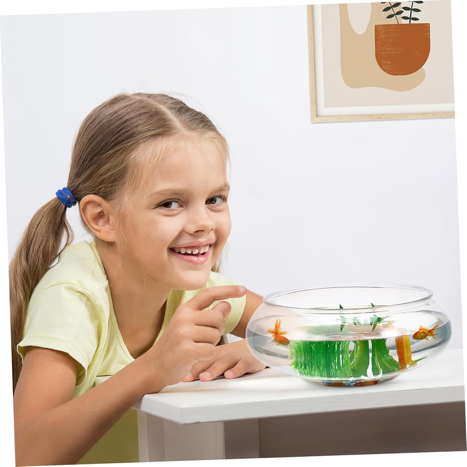 1Pcs Plastic Aquarium Betta Fish Tank: Small Clear Hydroponic Planter Floral Container Fish Bowl for Home Wedding Event Party Decoration