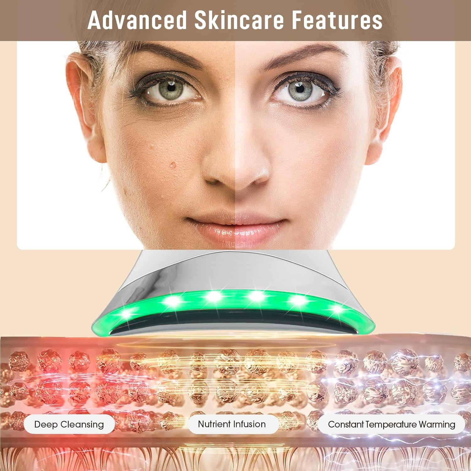 Facial Massager Face Lifting Device: Electric Skin Tightening Machine Neck Lift with 45&deg;C Heat EMS Massage - 3 LED Microcurrent Wand Anti-Wrinkle - Anti-Aging Neck Eye Massagers for Skin Care image number 4