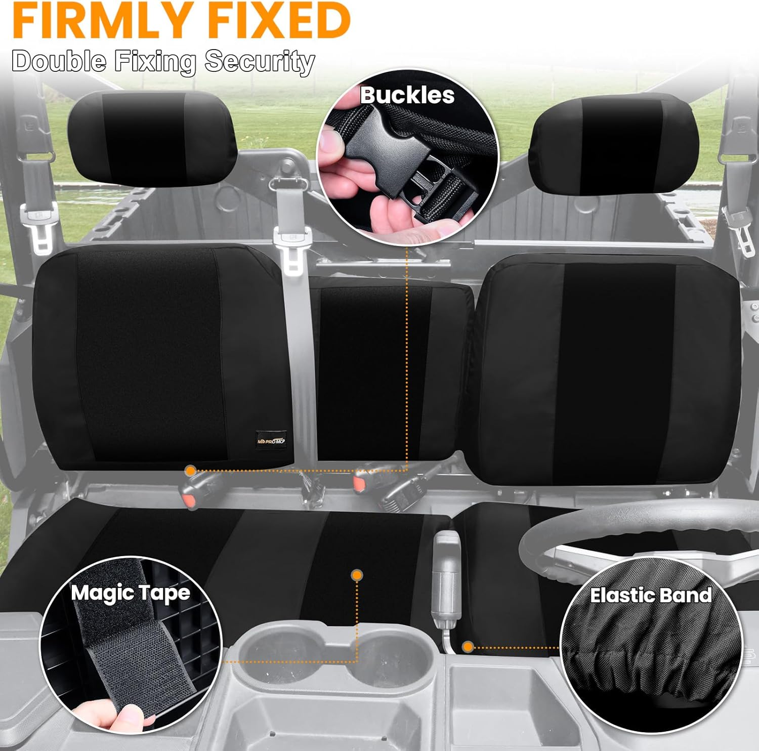 MDPROMCP Ranger XP 1000 Seat Cover, Split Back Ranger Seat Covers Compatible with 2018 2019 2020 2021 2022 2023 2024 2025 Polaris Ranger XP 1000, 2020 2021 2022 Ranger 1000 Black image number 2