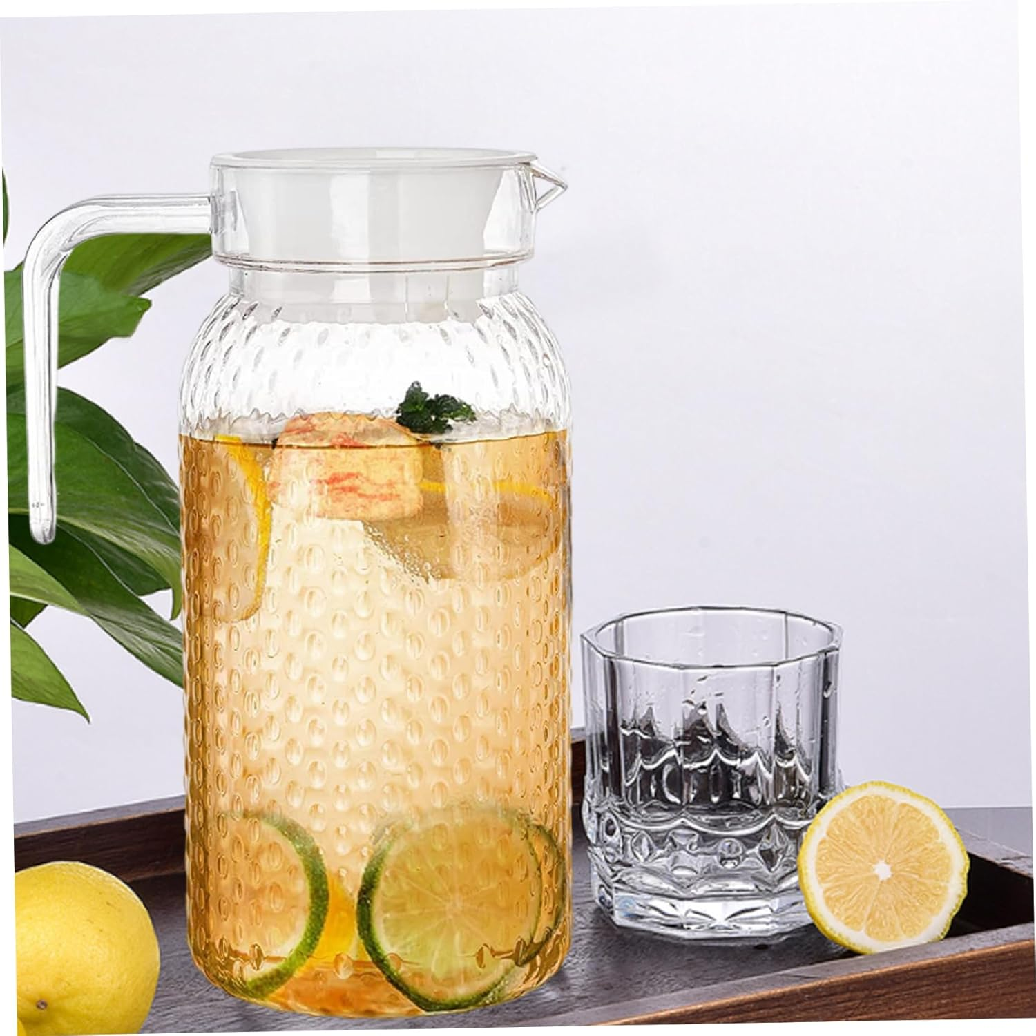 Fridge Jug, Water Jug with Lid 2Pcs Heat Resistant Juice Jugs Unbreakable 1L Pitcher Bpa-Free Clear for Lemonade, Iced Tea, Milk image number 4