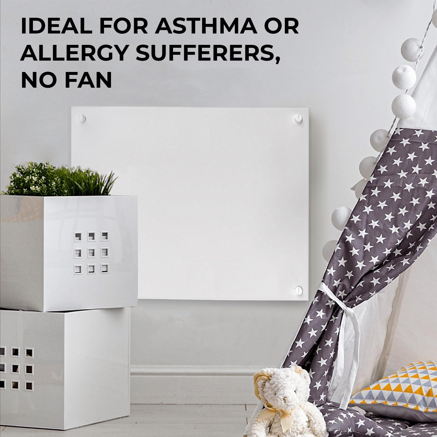 Econohome Wall Mount Space Heater Panel - 250 Watt Splashproof Convection Heater with Thermostat - Ideal for 100 Sq Ft Room or Bathroom - 240V Electric Heater image number 1