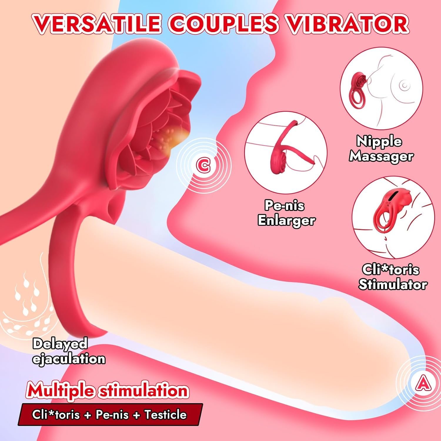 ZEZELIFE Vibrating Cock Ring for Couples, 9 Vibration Modes Penis Ring for Men, Penis Vibrator with Clitoral Vibrator, Clitoris Stimulator for Women, Adult Sex Toys image number 1