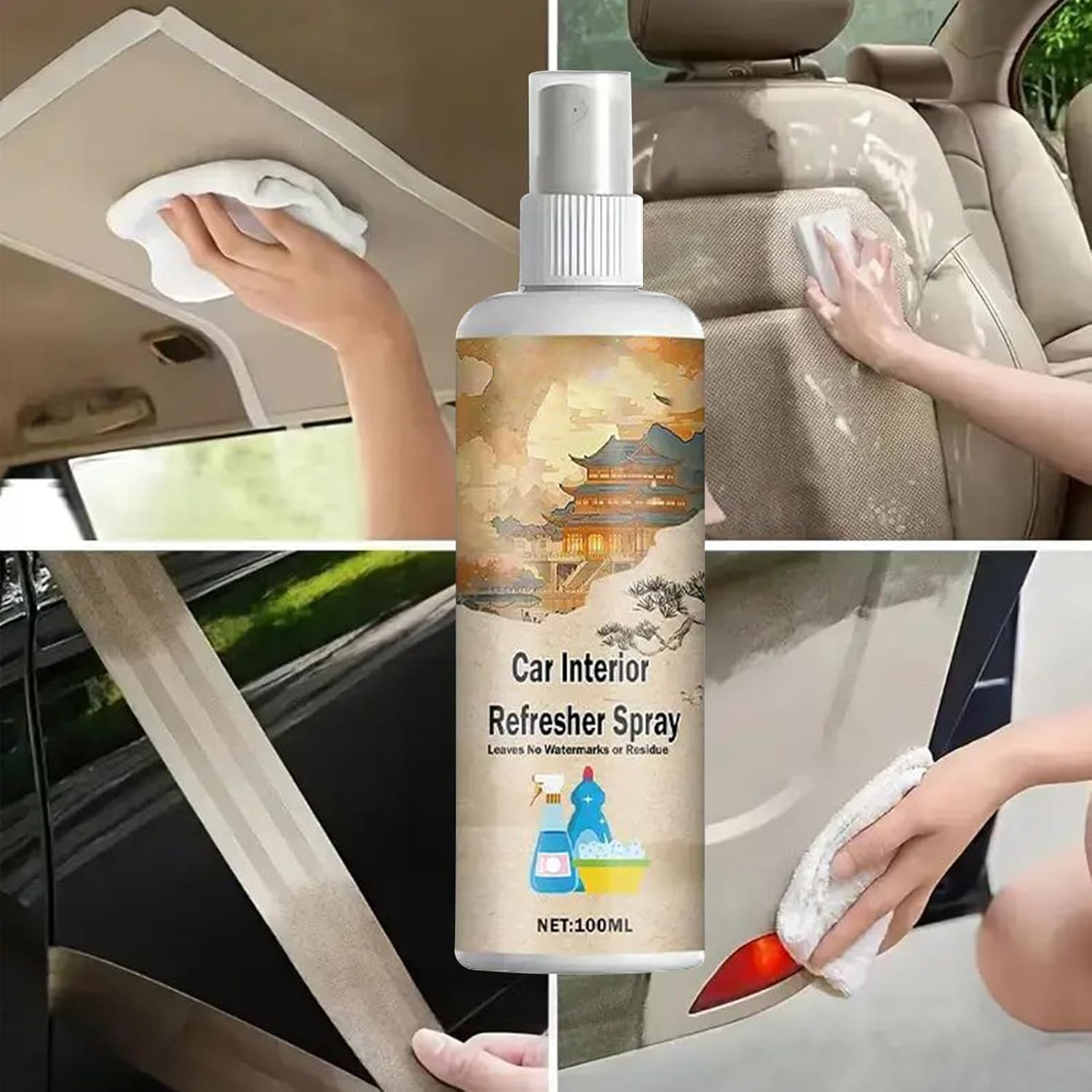 Car Interior Cleaner,100Ml Car Dash Cleaner Carpet Protectant Kit | Deep Cleaning Upholstery Restorer for Stain Removal Carpet Fabric Leather Seat Care Restoration Truck RV image number 2