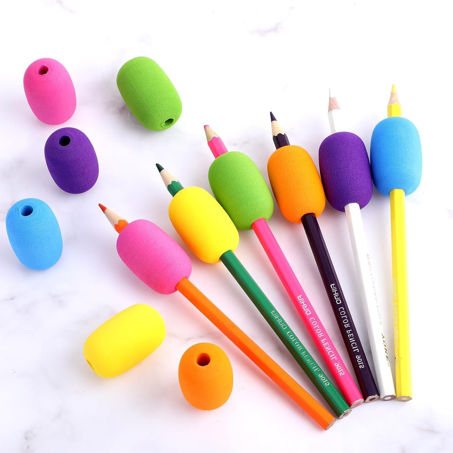 FOTOEVFC Egg Pen Pencil Holder Handwriting Grips, 6Pcs Foam Grips, Pen Grips, Pencil Holder, Pencil Cushion Grip image number 6