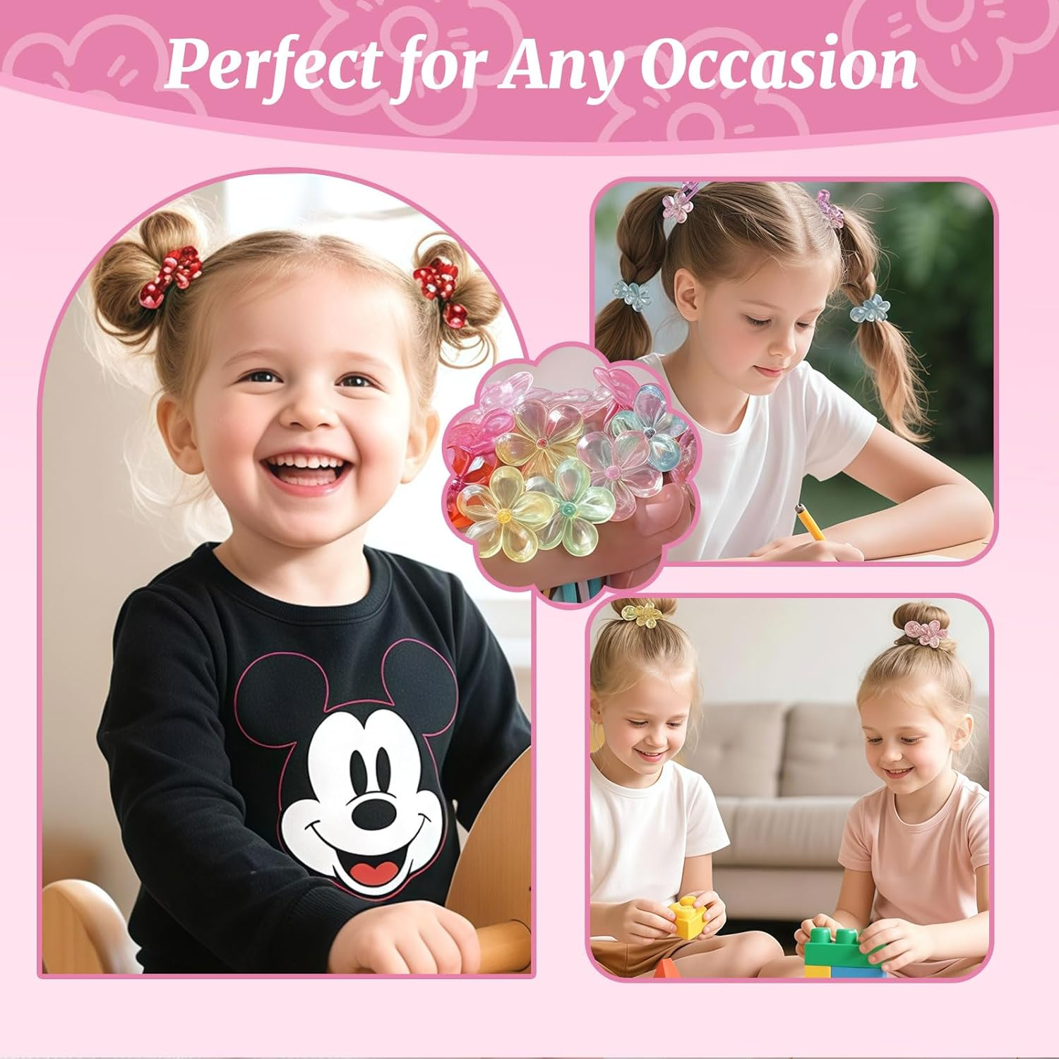 Xanthelle Girls Hair Bobbles Pack of 14 Colourful Hair Accessories Children'S Braid Elastics Baby Hair Scrunchies & Hair Band Girls Elastic Bubble Hair Ties with Beads and Balls image number 1