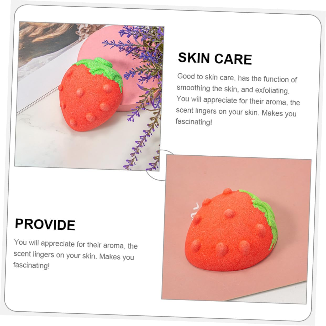 4Pcs Strawberry Shaped Bath Salt Natural Sea for Boys and Girls Moisturizing Gentle Exfoliation for Smooth Skin image number 3