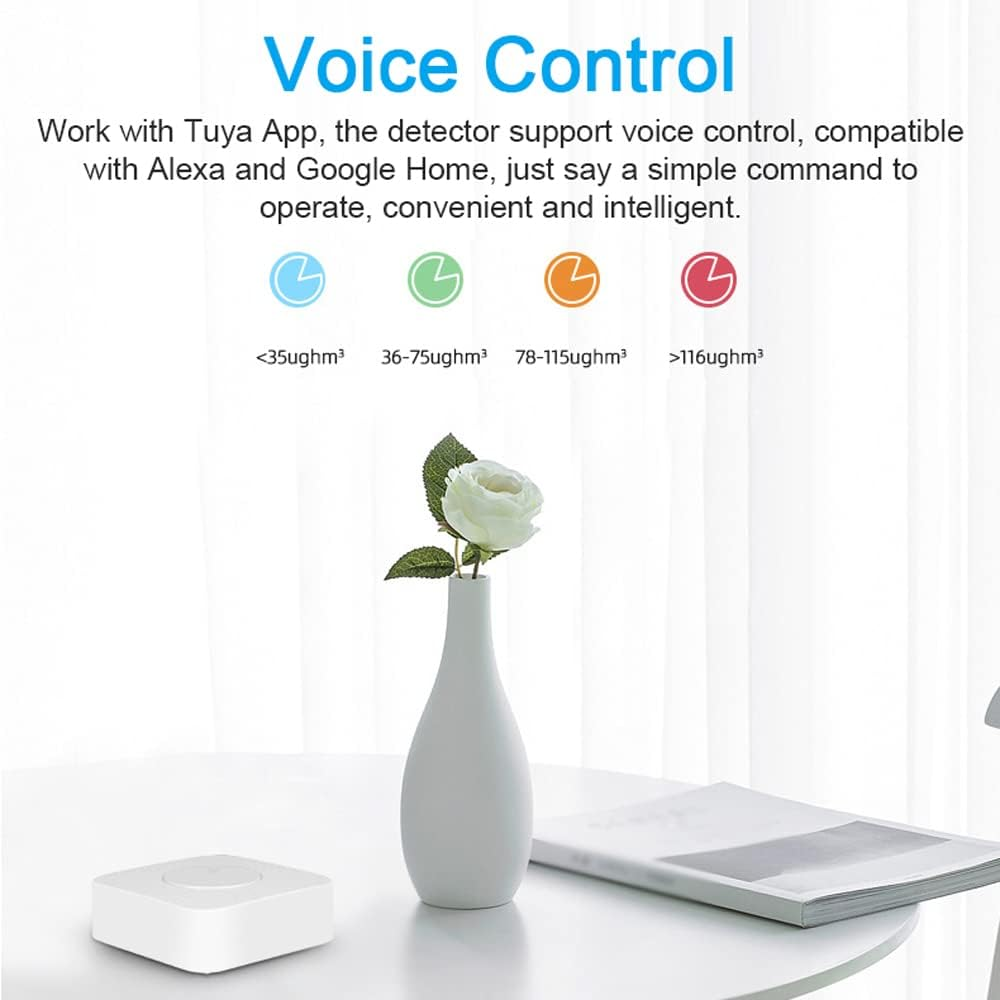 Nurdo Tuya Wifi Intelligent Air Quality Monitor 6-In-1 Air Housekeeper Pm2.5/Formaldehyde/Voc/Co2/Temperature/Humidity Detector Compatible with Alexa Google Home for Home Office image number 2