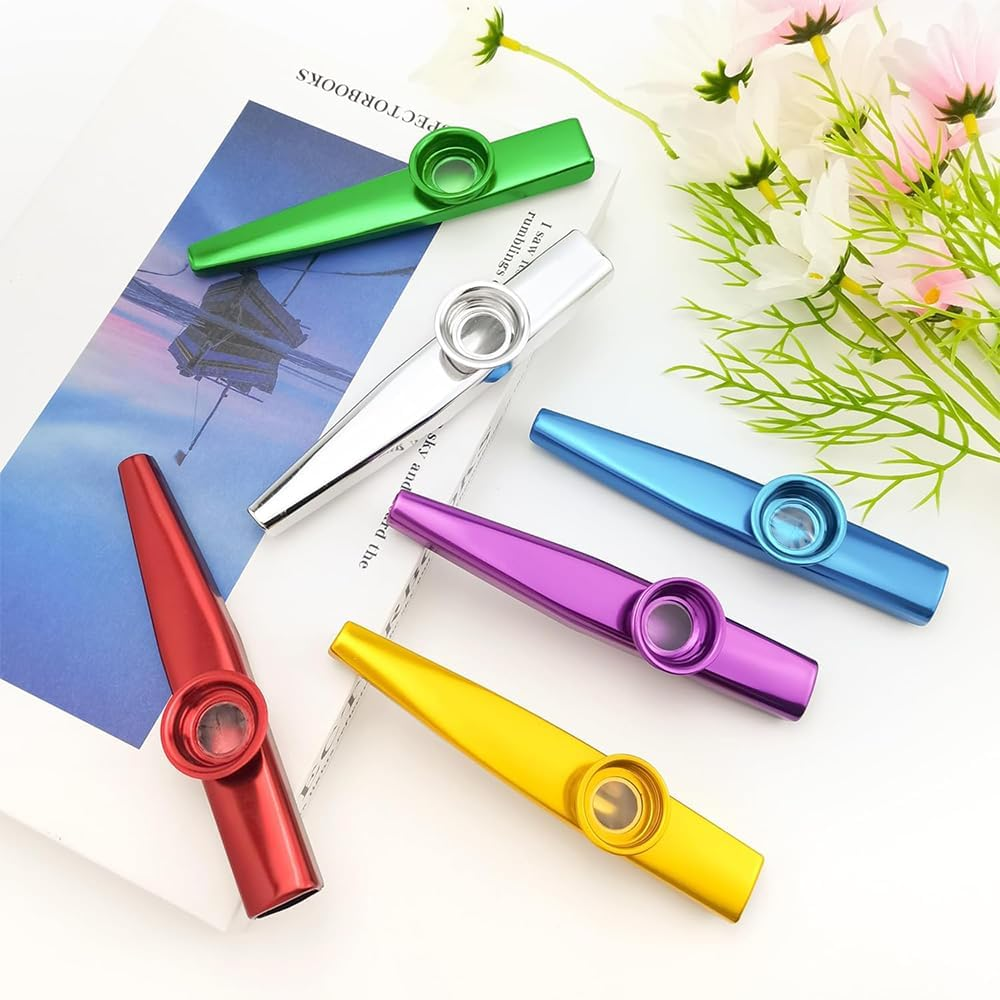 6 Pcs Metal Kazoos, Musical Instruments, Kazoo Flutes, Party Favor, Gift Bag Fillers, Entertainment Gift image number 1