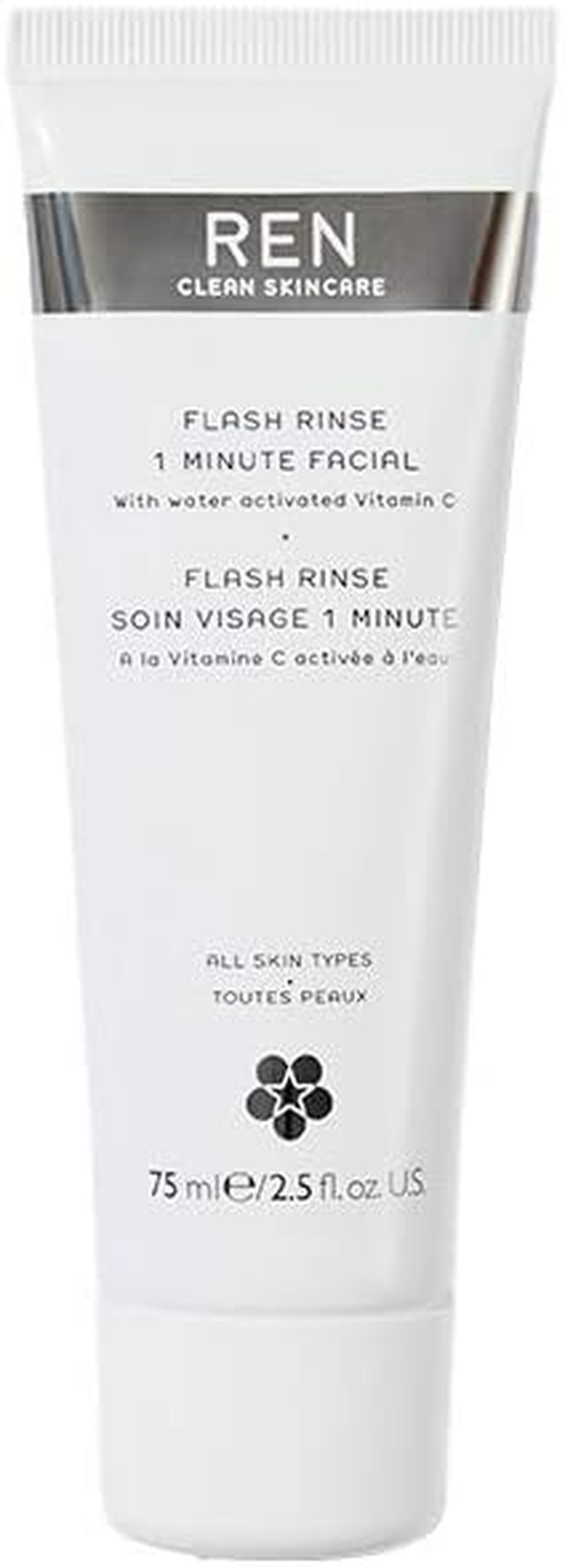 REN Flash Rinse 1 Minute Facial for Unisex, 2.5 Oz, 75 Milliliters