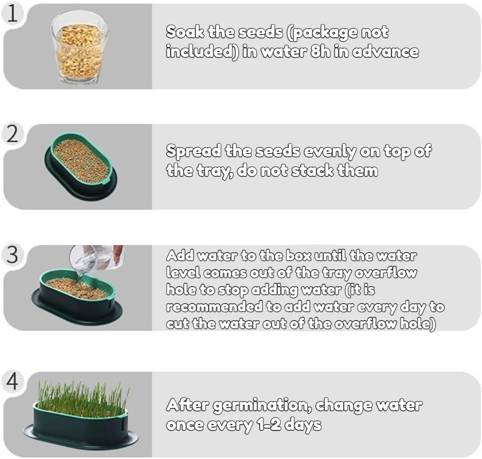 Cat Grass Planter Plastic Grass Box for Indoor Cat Grass,Practical Soil Free Growing Containers (Pink2)