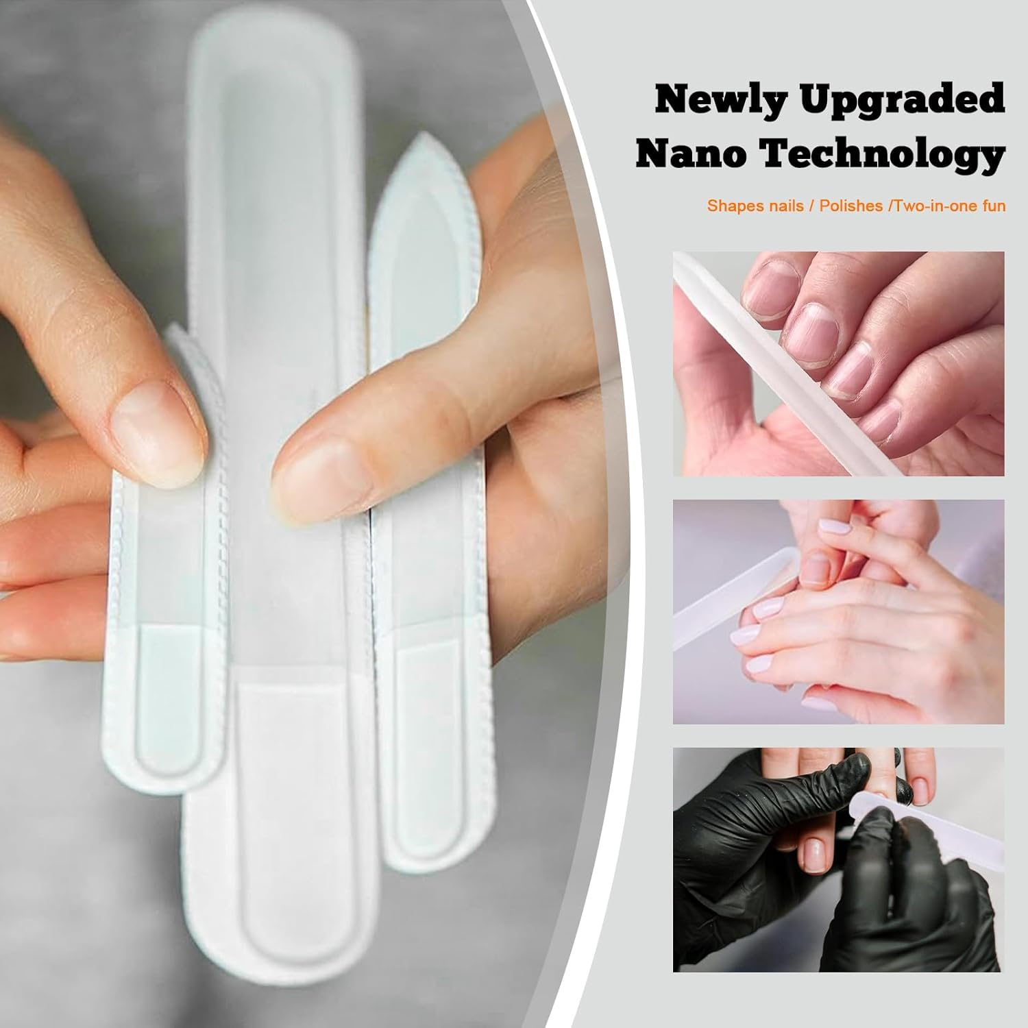 Xlihdzum 3 Pack Crystal Glass Nail Files - Professional Tempered Czech Quality Tempered Glass Nail Files, Washable Double Sided Etched Crystal Nail File for Natural Nails (3-Piece Gift Set) image number 4