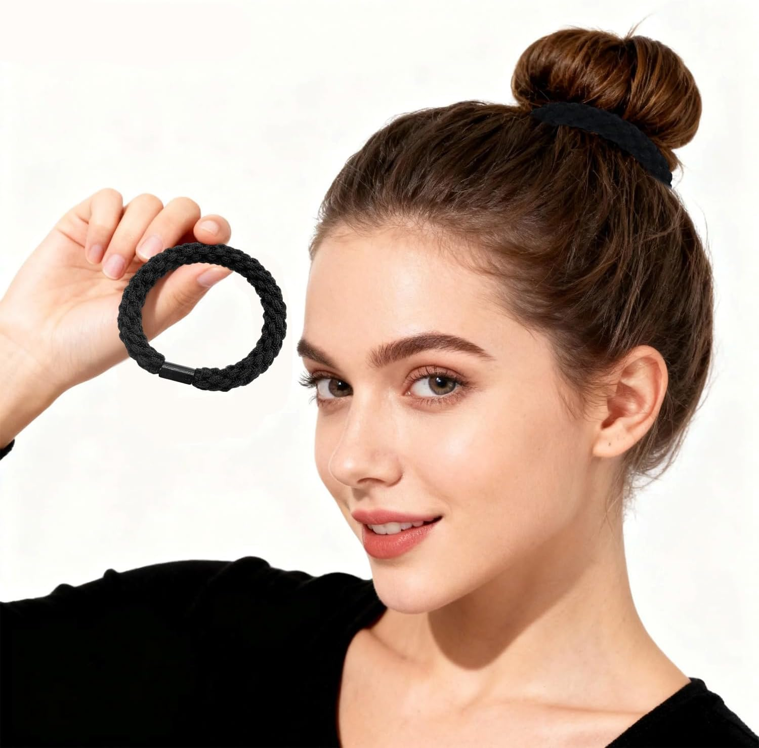 15 Black Hair Ropes, Elastic Female Hair Bands, Sports Running Hair Bands, Headwear for Daily Shopping image number 2