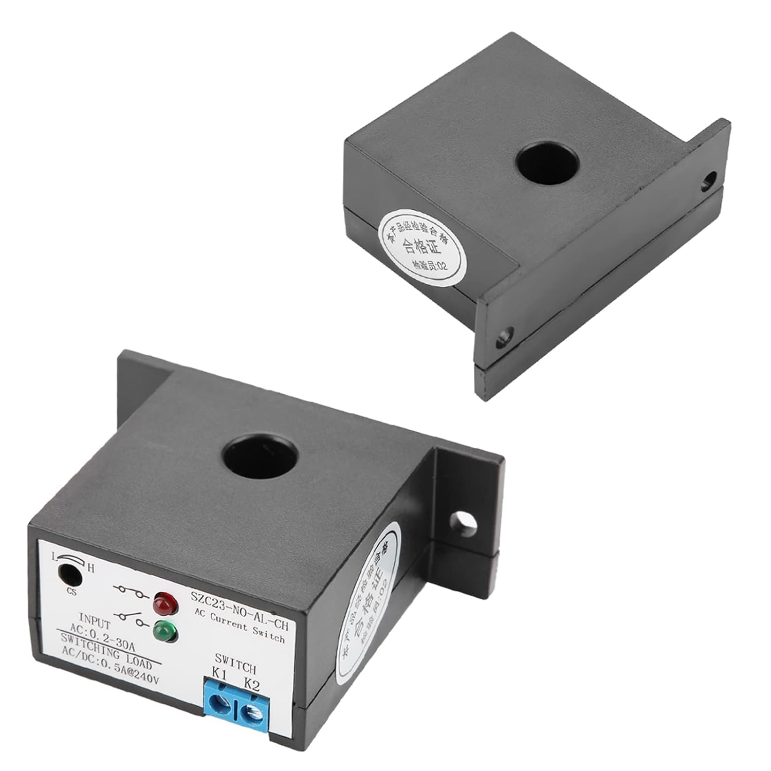 Current Sensing Switch, AC Current Isolation Monitoring, Adjustable AC Sensing Switch, 0.2 to 30A SZC23 NO AL CH for Currents Measurement and Monitoring