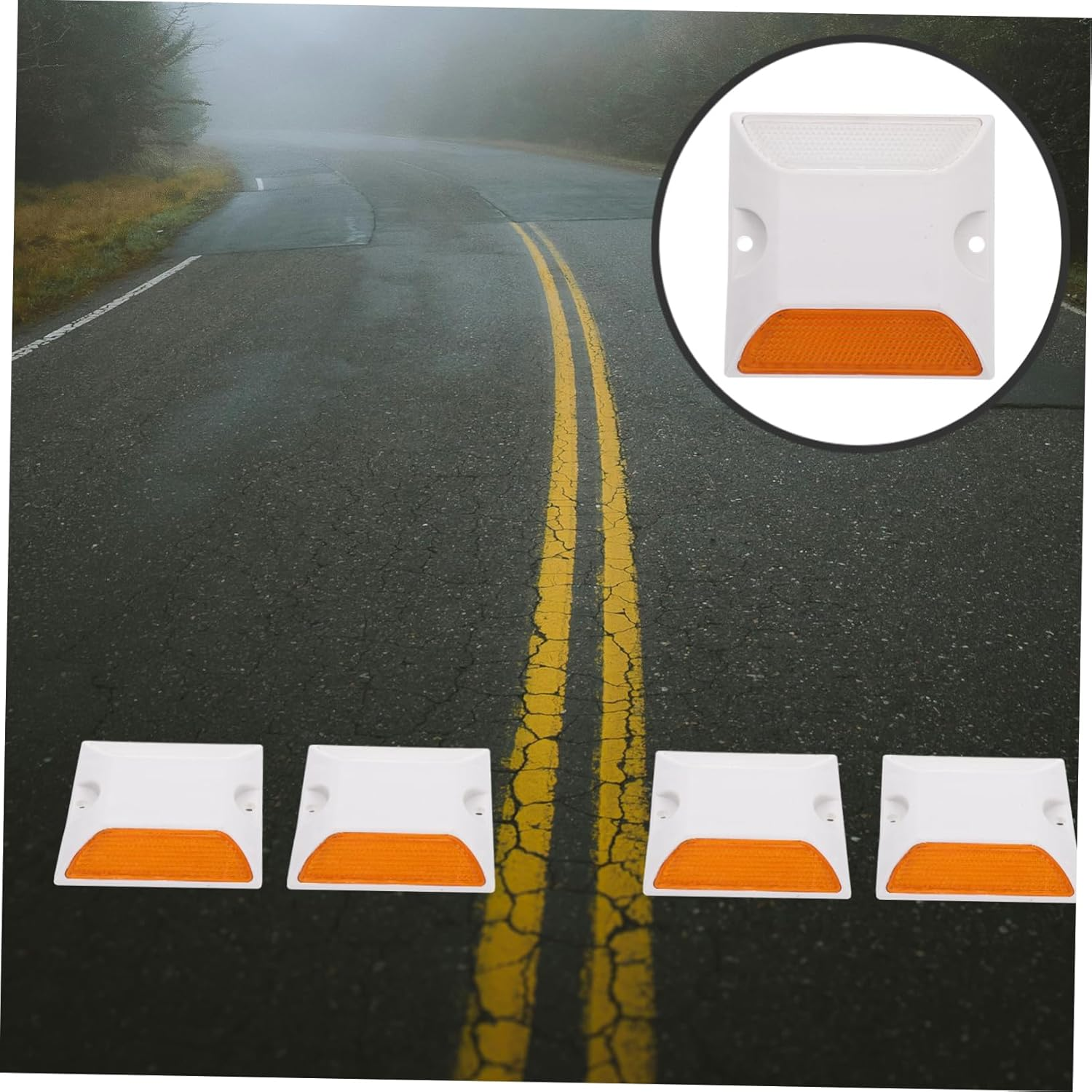 Gatuida 2Pcs Reflective Road Studs for Driveway Reflective Road Markers Driveway Markers for Parking Lots and Side Safety image number 6