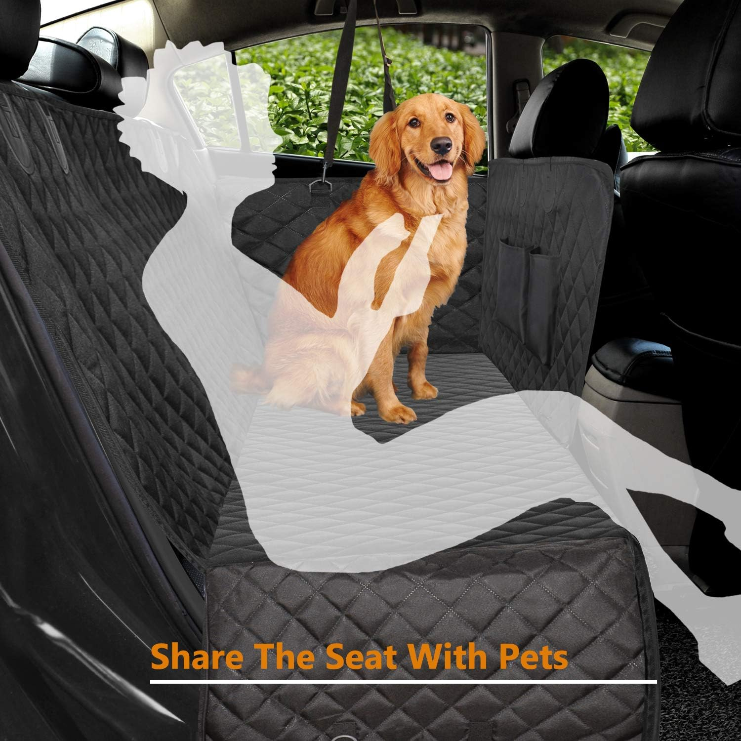 Vailge Extra Large Dog Car Seat Covers, 100% Waterproof Dog Seat Cover for Back Seat with Zipper Side Flap, Heavy Duty Seat Cover for Dogs, Dog Car Hammock Pet Seat Cover for Cars Trucks Suvs image number 2