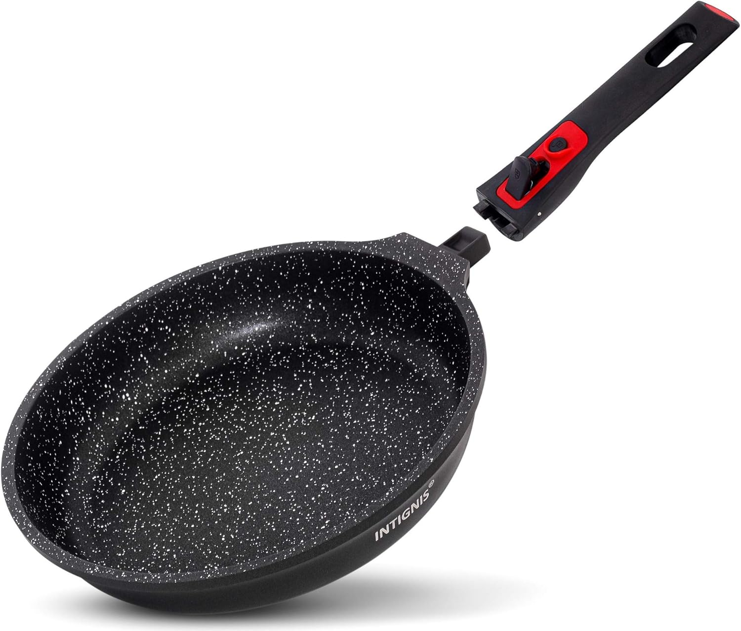 INTIGNIS Frying Pans | Heavy Duty | Scratch Resistant | Detachable Handles | Induction, Gas, Electric Hobs Safe | Chemical Free Super Non-Stick |Ultimate Kitchen Cookware with Easy Cleaning image number 5