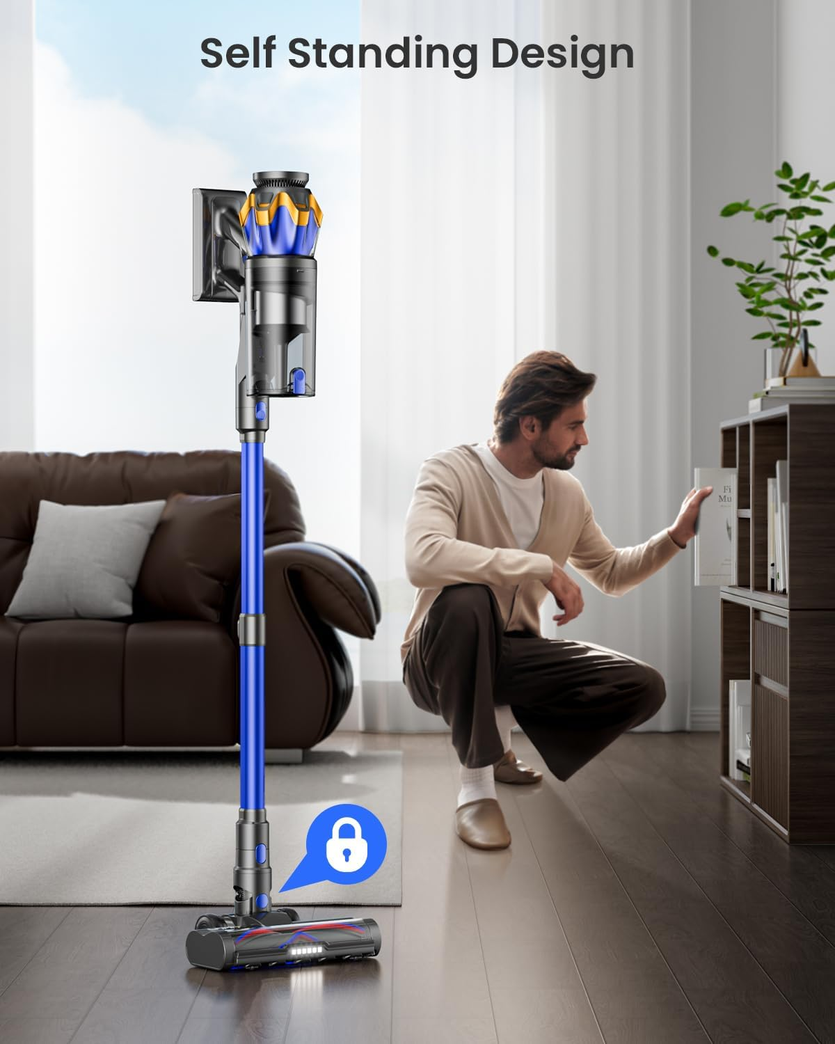 Cordless Vacuum Cleaner, Upgraded 580W 48KPA 65Mins Cordless Stick Vacuum Cleaner with Self-Standing and Touch Screen, Anti-Tangle Wireless Vacumm, Vacuum Cleaners for Home/Pet Hair/Carpets/Floors image number 4