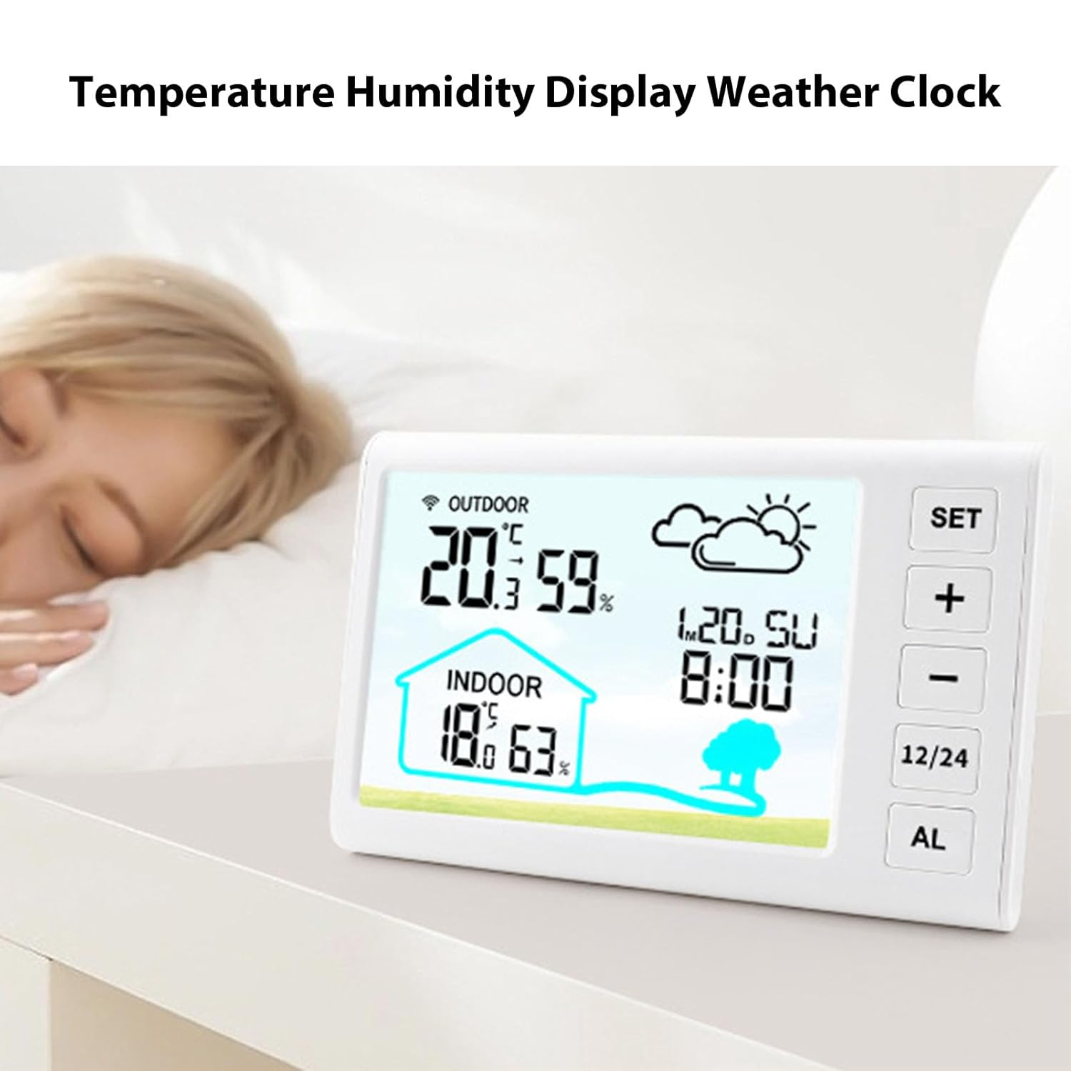 Weather Forecast Clock Wireless Indoor Outdoor Thermometer Hygrometer with High Accuracy Sensor and Trend Indicator for Home Office Garden image number 5