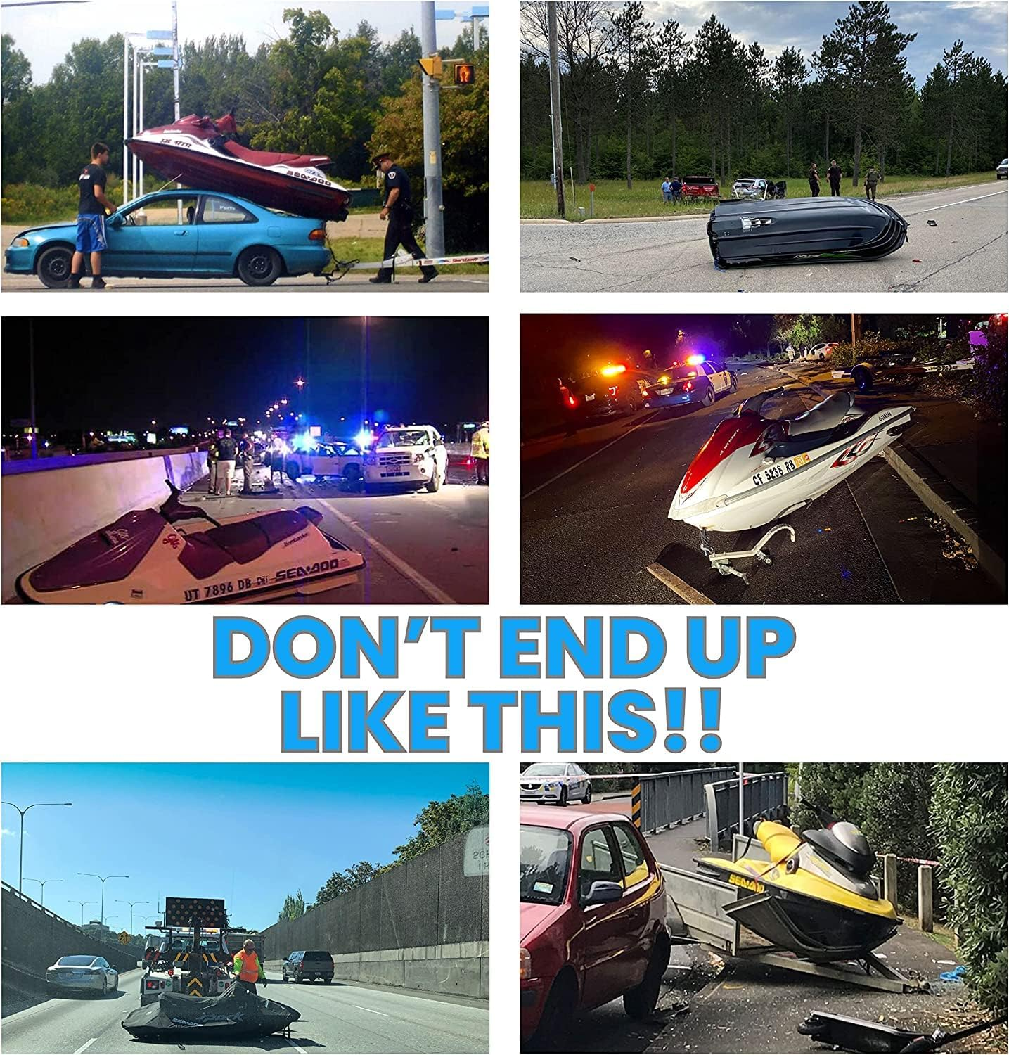 Wavesrx Marine Boat Trailer Transom Tie-Down (2 Pack) | Adjustable 2"X48" Safety Straps | 1200 LBS Capacity to Securely Transport Boats, Jet Skis and Other PWC image number 1