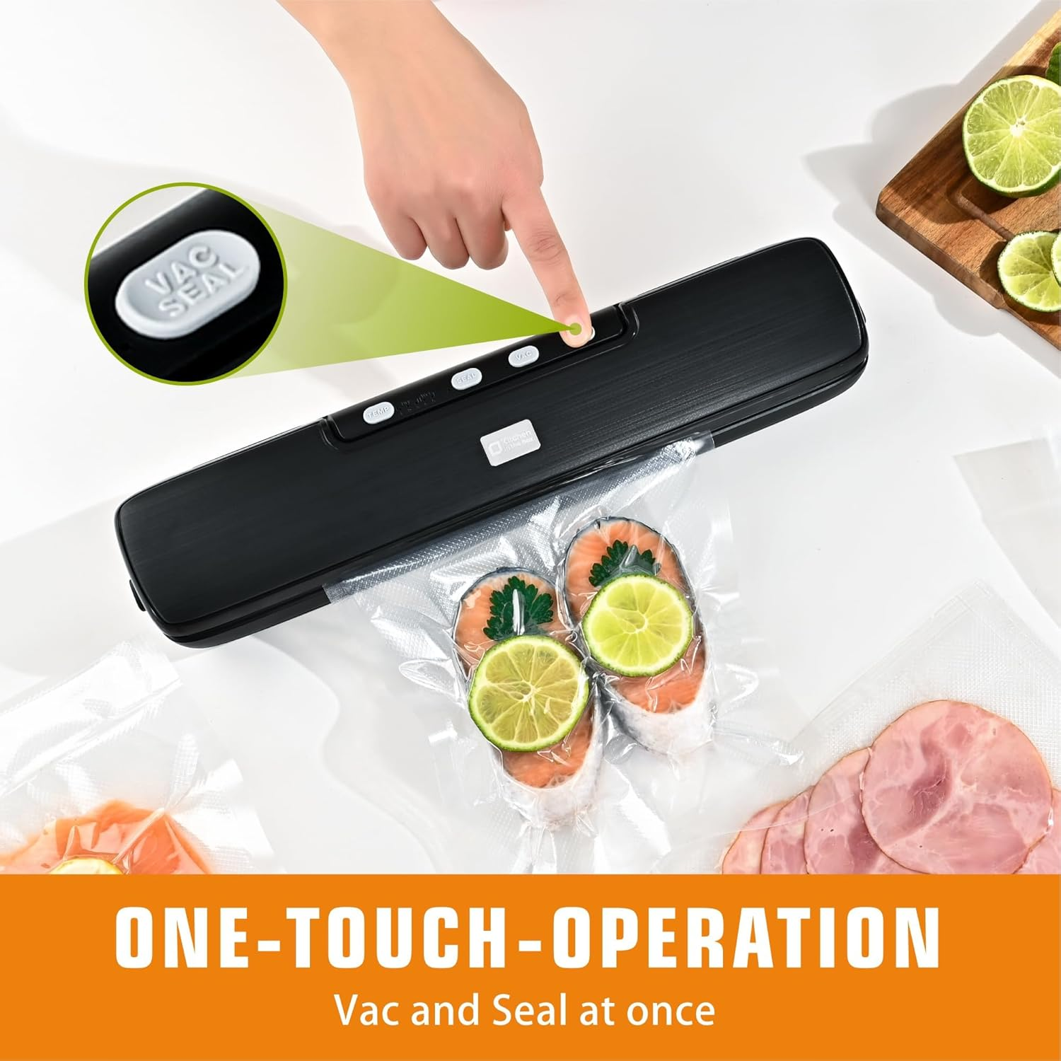 Kitchen in the Box Vacuum Sealer Automatic Sealing Machine for Food Preservation, Food Sealer 32Cm Wide Strip, Dry Moist Modes, 5 Temp Levels, External Vacuum, with 15 Bpa-Free Bags, Compact Design image number 2