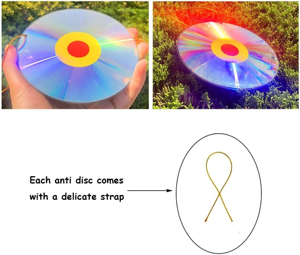 4Pcs Double Sided Reflective Bird Deterrent Discs Wind Activated Scare Devices for Pigeons, Ducks and Crows, Outdoor Garden Decorations, Durable and Effective Pest Control Solution