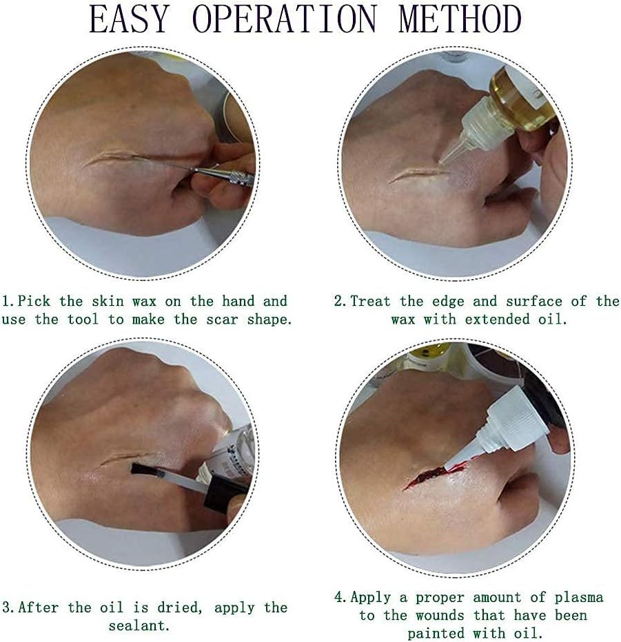 Mysense Scar Wax Kit - Special Effects Fake Casting Wounds - Body Paint Halloween Fake Nose Zombie Costume Makeup SFX Spatula 40G