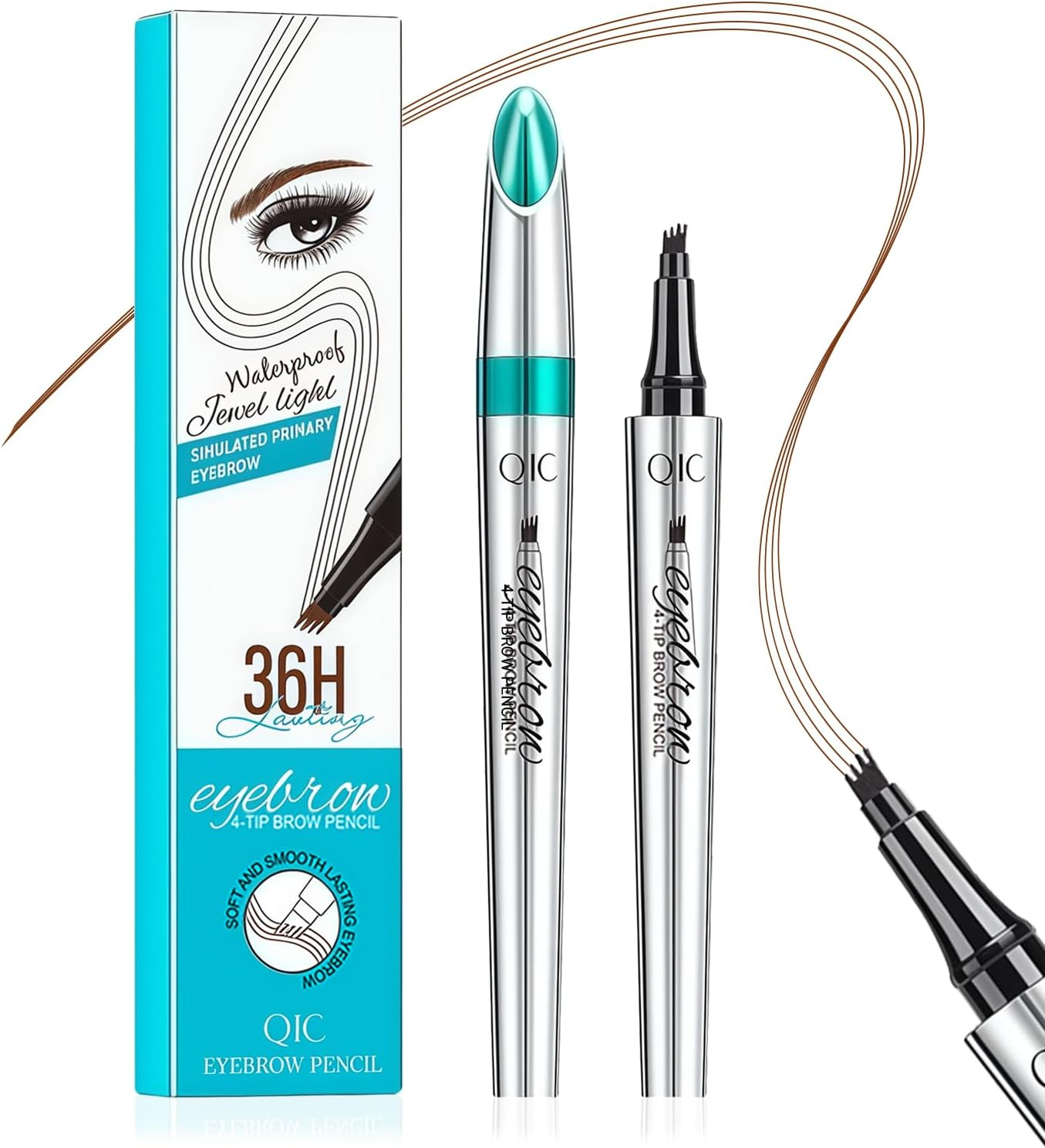 YBUETE Eyebrow Pen Microblading Eyebrow Pencil, Four-Pronged Tip Microfine Split Eyebrow Pen, Professional Bionic 3D Natural Eyebrow Makeup, Long-Lasting Waterproof Eye Brow Pencils for Women