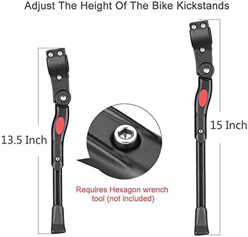 YAKAMOZ Bicycle Kickstand, Bike Aluminium Alloy Adjustable Side Kick Stand Rear Mount Stand for Cycling Mountain Road Bike Bicycle丨22" 24" 26" 700C Tire, Black image number 6