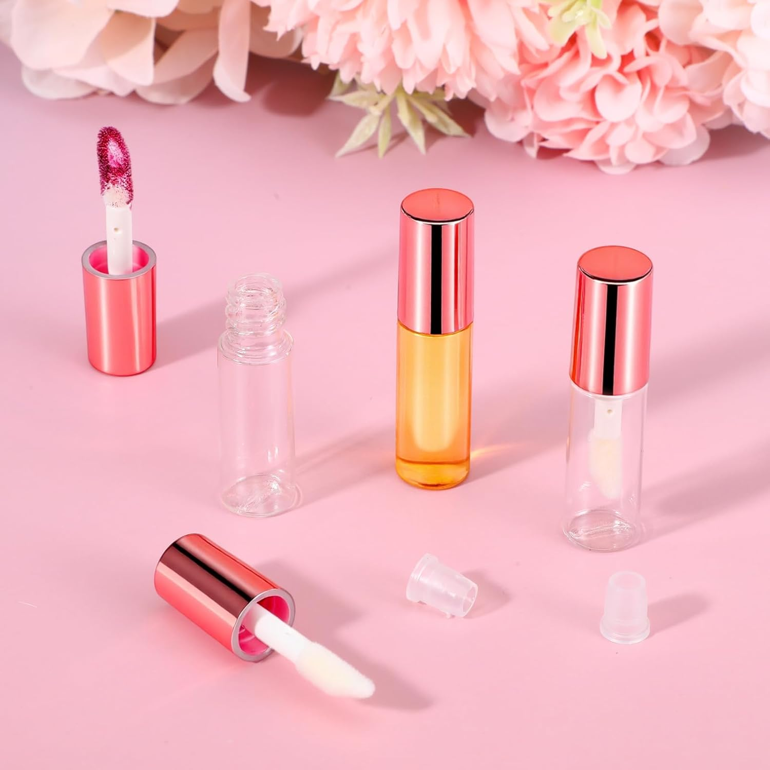 10 Pcs Empty Lip Gloss Tubes, 1.2Ml Mini Refillable Lip Balm Bottles with Rubber Insert and Brush Clear Plastic Lip Balm Gloss Containers for Samples Lips Balms Travel Split and DIY Makeup image number 6