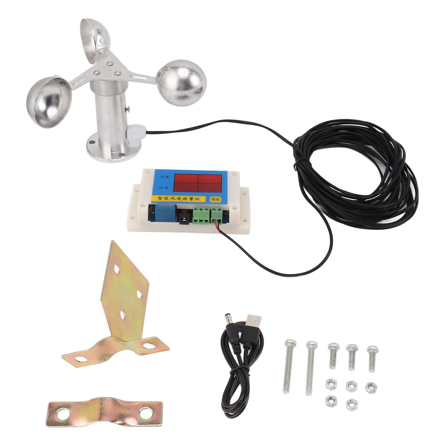 Asixxsix Tower Crane Anemometer, 3 Fan Wind Speed Alarm with LED Display, Wind Speed Measuring Sensor Anemoscope for Power Plant Measurement, Weather Station image number 2