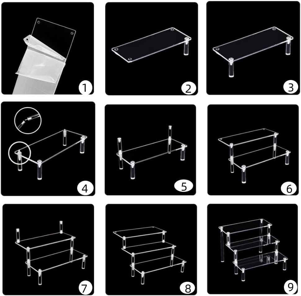 Acrylic Riser Display Stand, 3 Tier Clear Acrylic Display Shelf for Action Figures,Perfume Makeup Dessert Display Risers Steps Dessert Table Stands for Organizer and Decoration image number 5