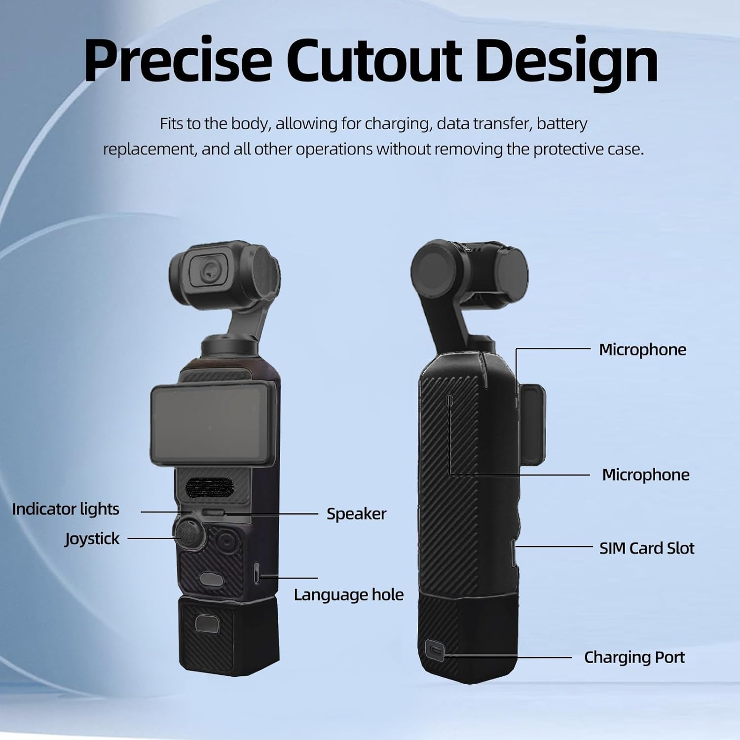 Pocket 3 Case, Soft Silicone Protective Case Compatible with Pocket 3 Creator Combo, Lightweight Creen Protector Grip Cover Accessories - Black image number 3