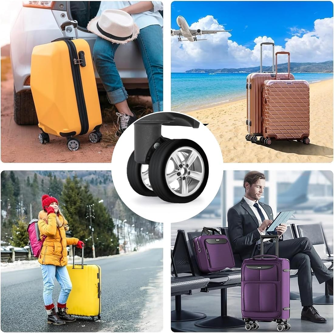 GGUFAY Pack of 8 Silicone Luggage Wheels Cover Luggage Roll Protector Silicone Wheel Cover Suitcase Wheels Protector for Most Luggage image number 5