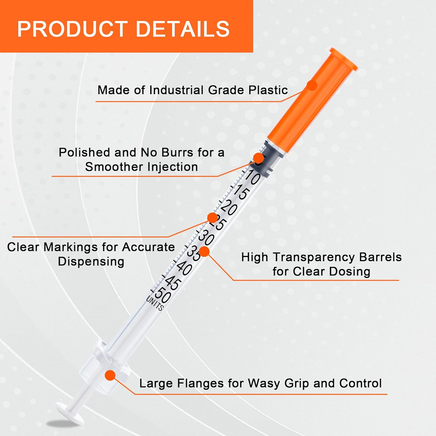 20 Pack 0.5Ml/Cc Syringe with Needle 31G 1/4 Inch(6Mm) Lab Measuring Supplies Tool, Individually Packaging image number 6