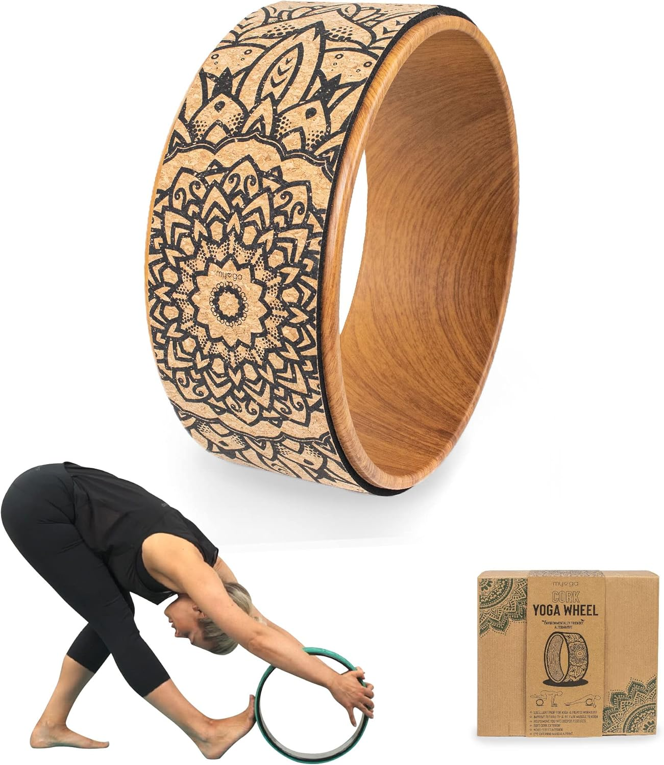 Myga Yoga Wheel - Exercise Prop Great for Back Pain, Yoga Poses, Pilates, Stretches, Backbend Inversions and Bridge Position - Improves Flexibility, Balance and Core Strength - Choice of Design image number 6